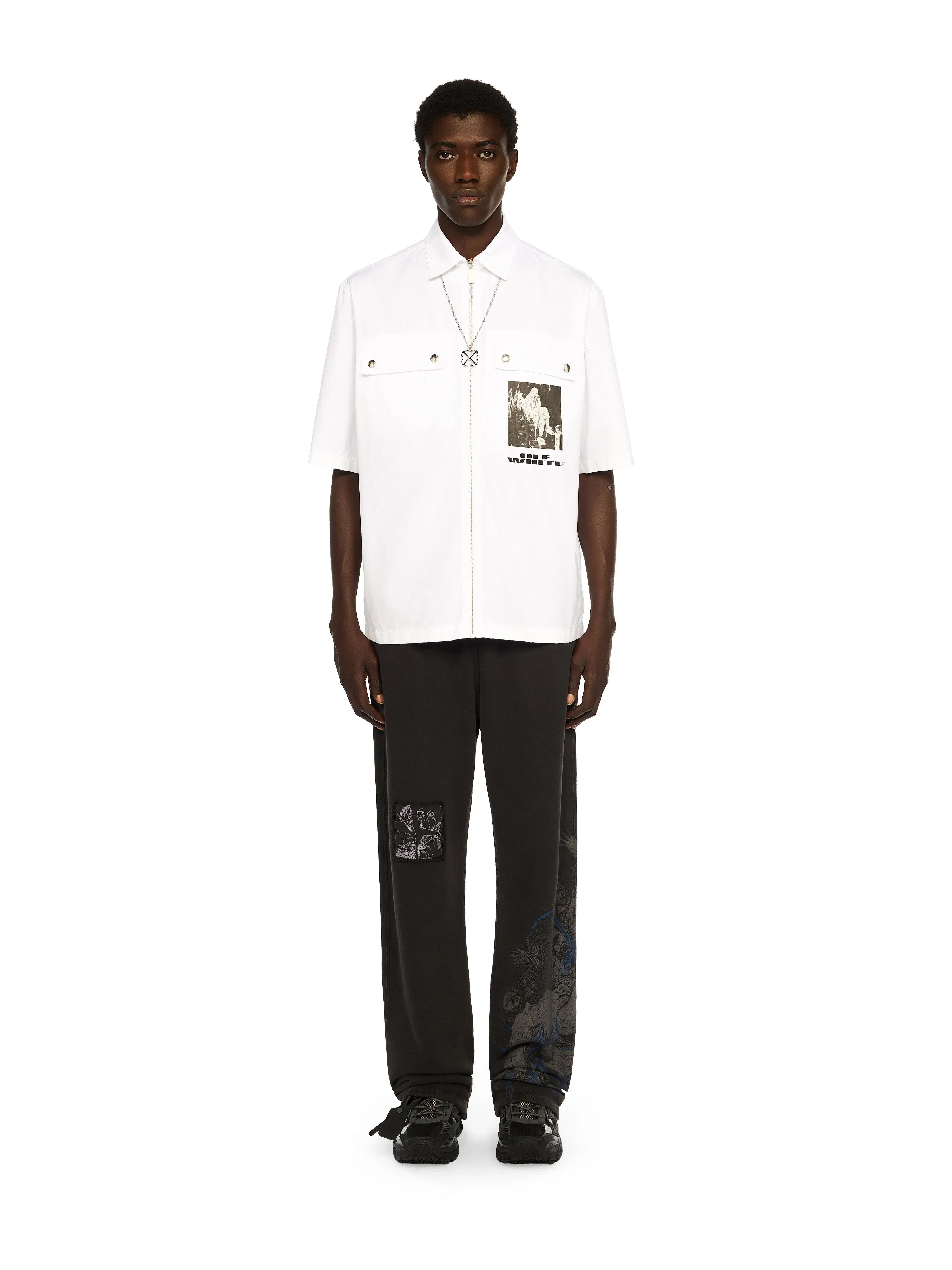 Off White Xerox Star Zip Bowling Shirt
