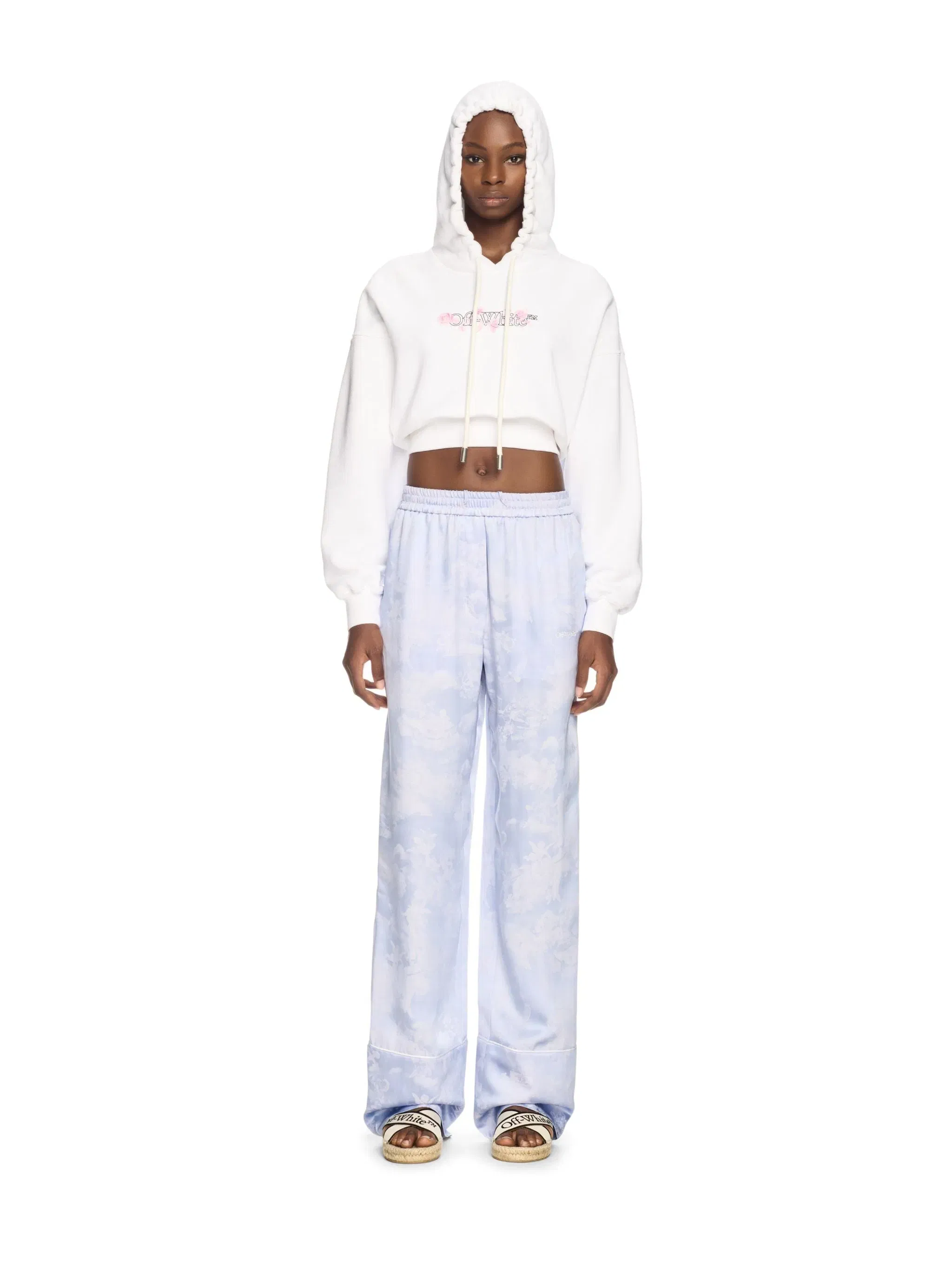 Off White White Bookish Rose Cropped Hoodie