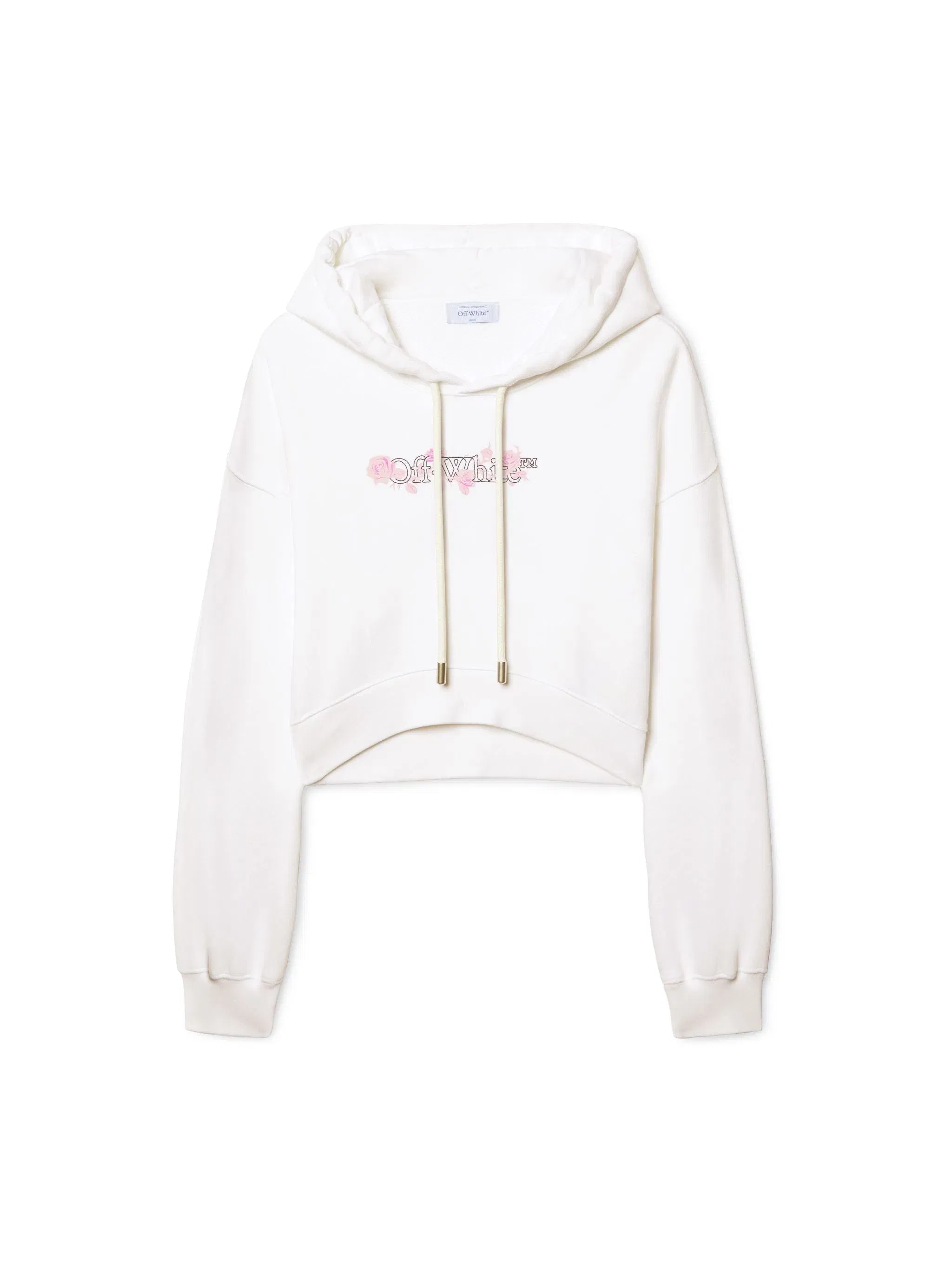 Off White White Bookish Rose Cropped Hoodie