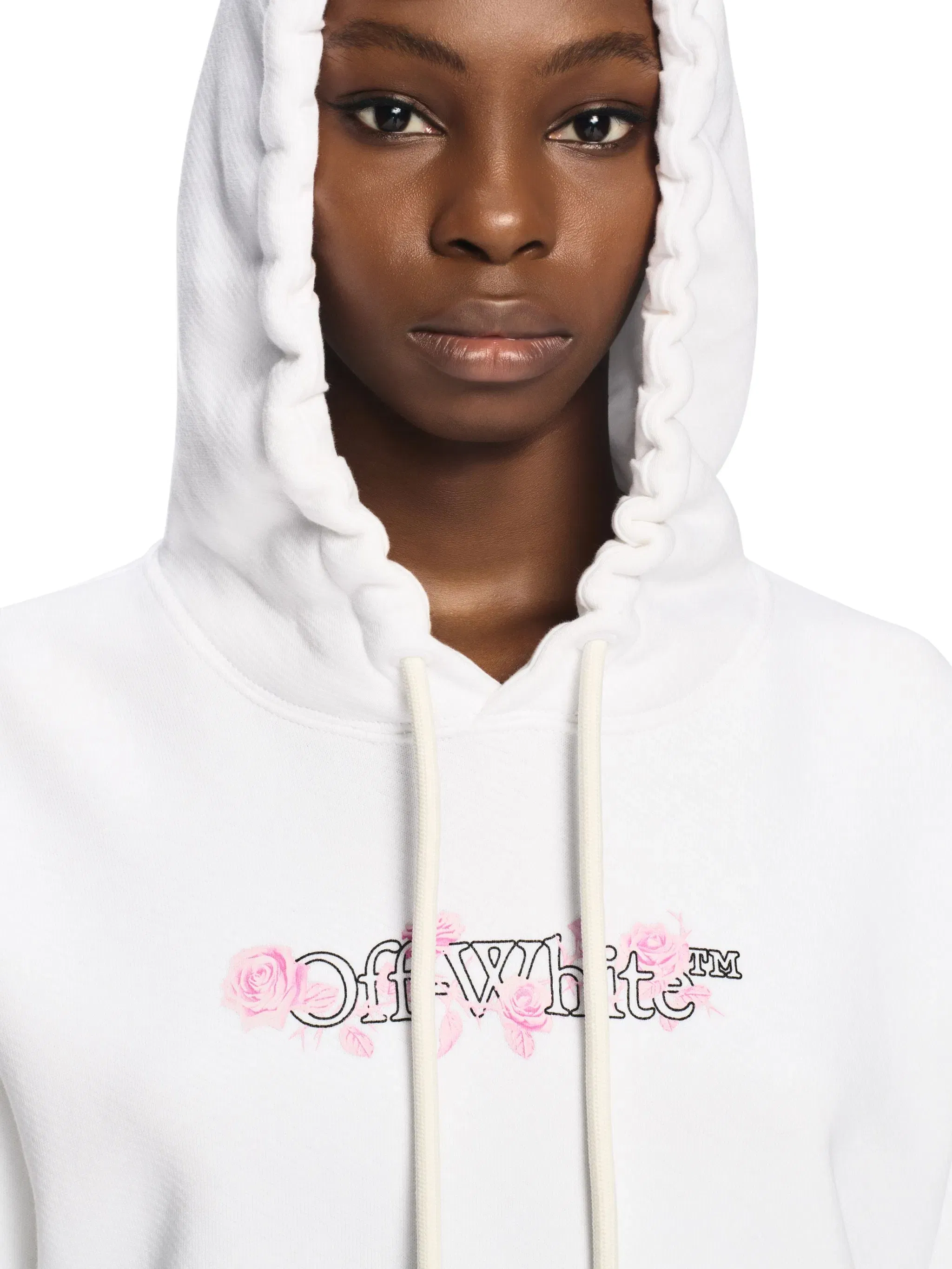 Off White White Bookish Rose Cropped Hoodie