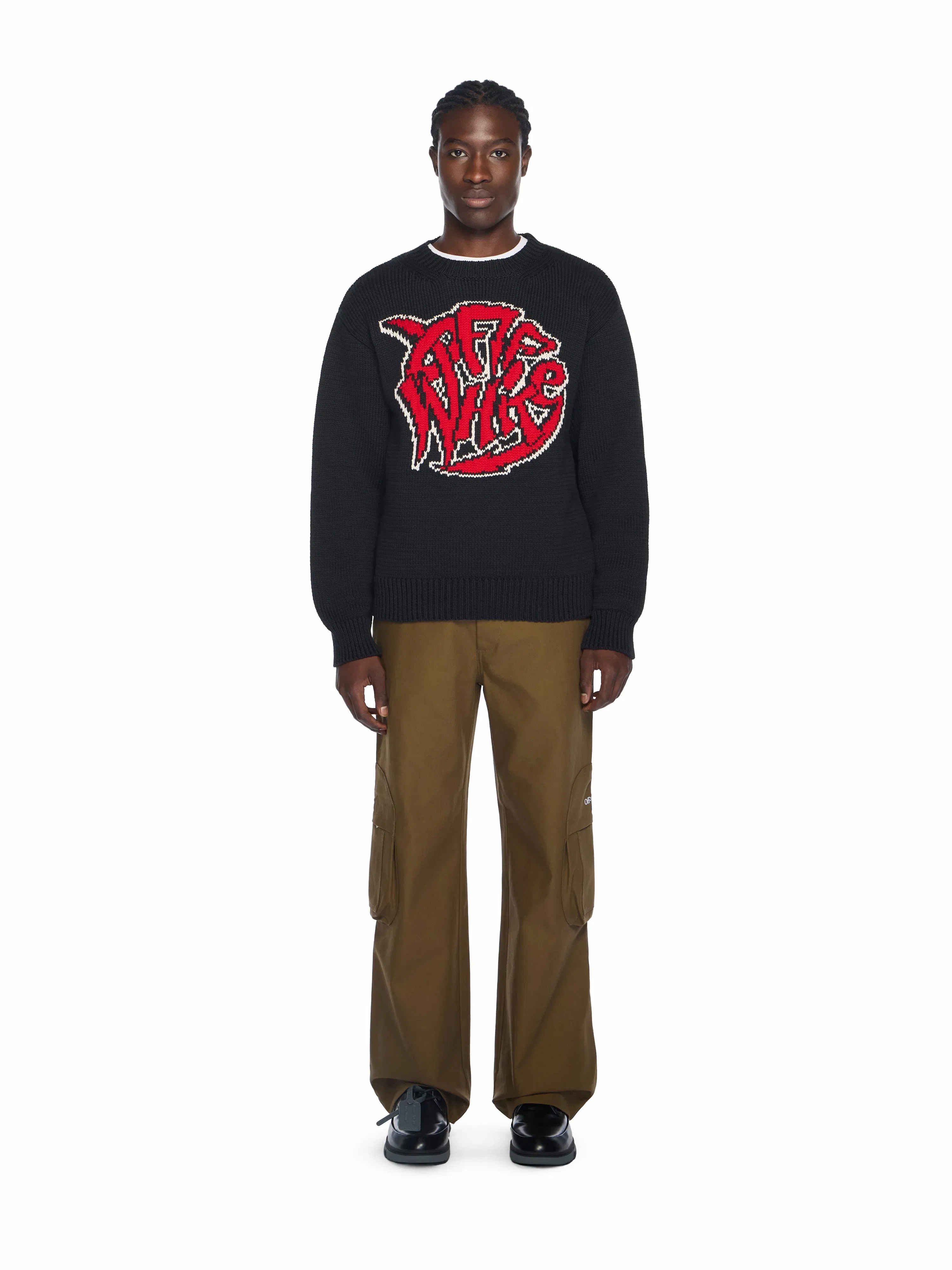Off White Sphere Logo Chunky Knit Crewneck