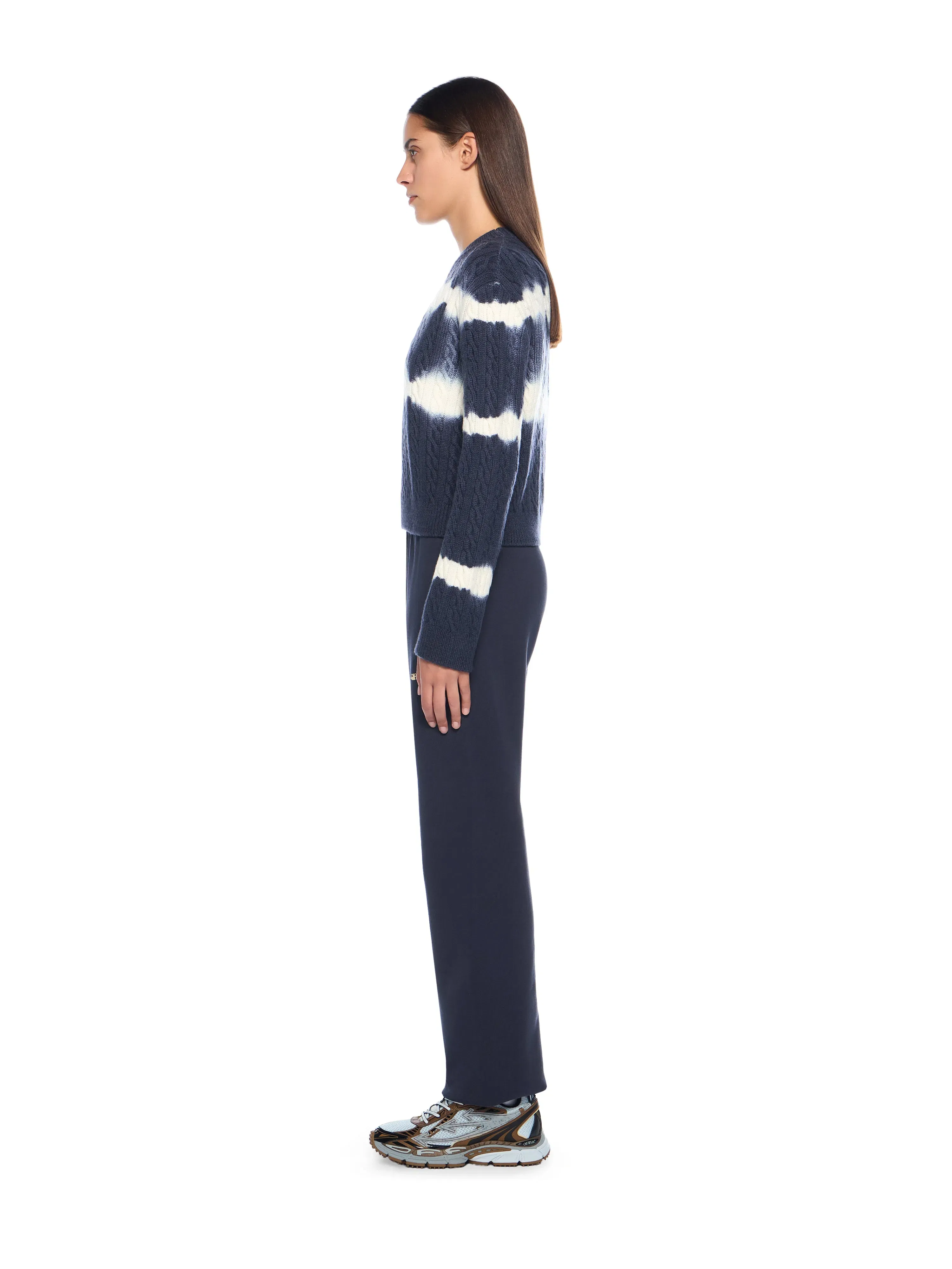 Off White Tiedye Cable Crop Crewneck