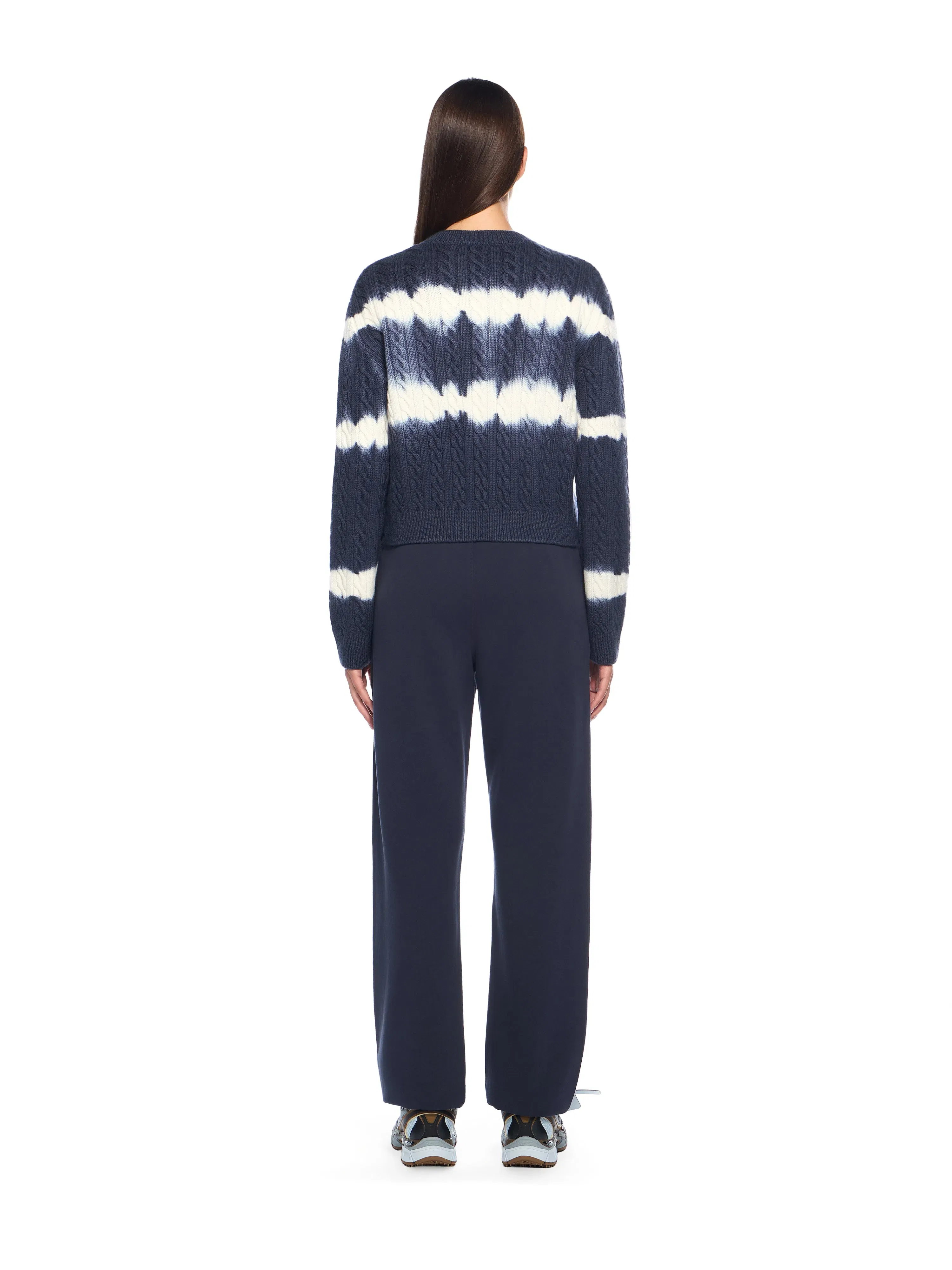 Off White Tiedye Cable Crop Crewneck