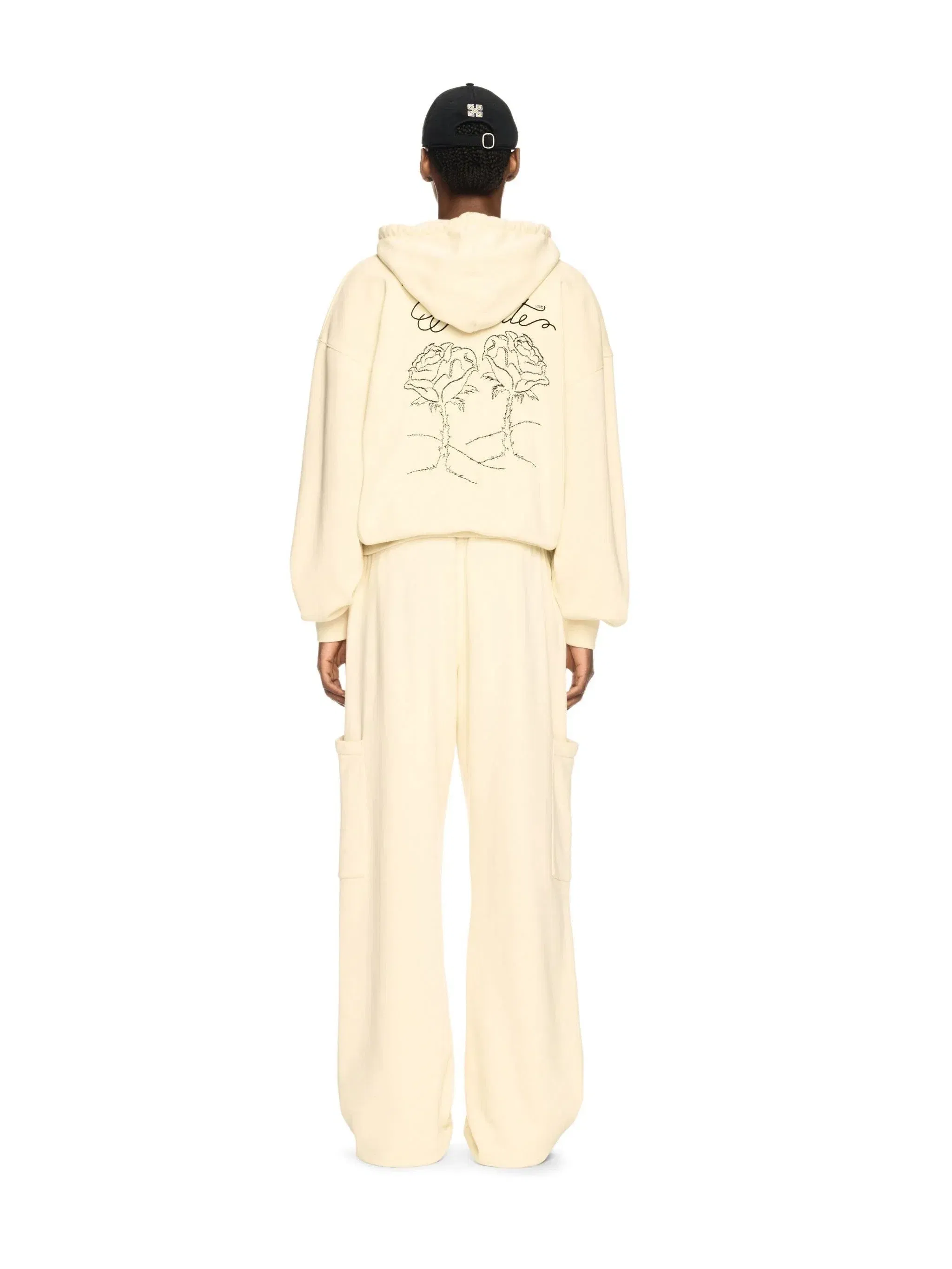 Off White Embr Rose Valley Over Hoodie