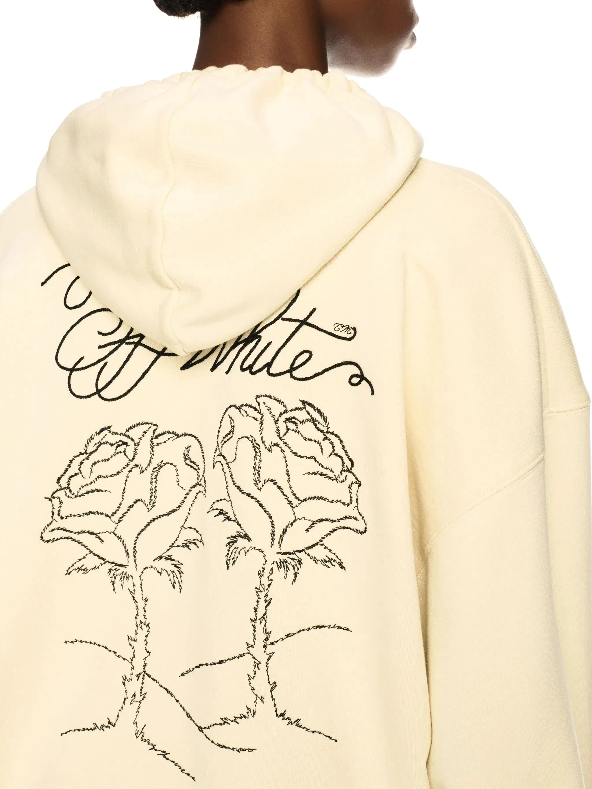 Off White Embr Rose Valley Over Hoodie