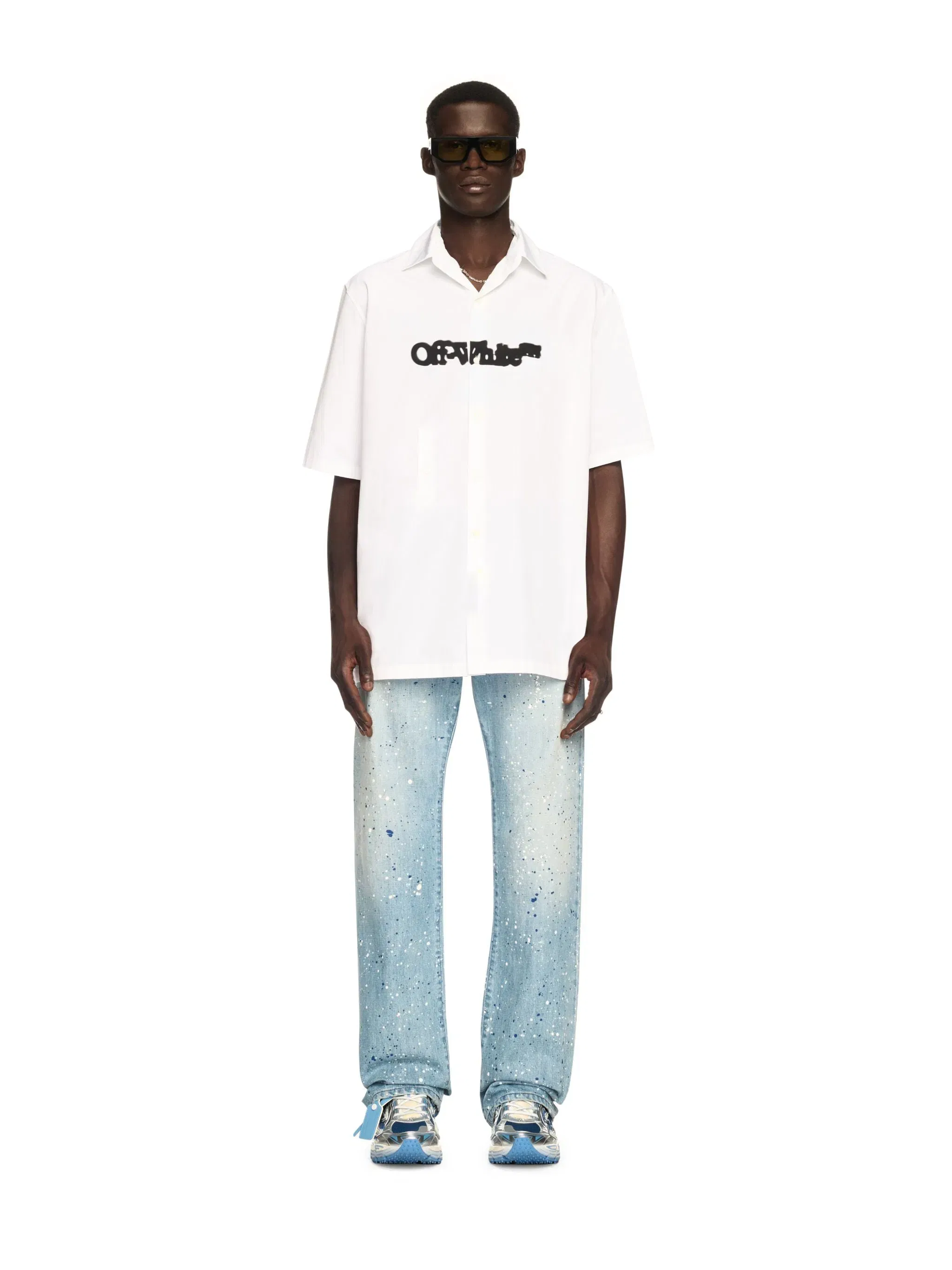 Off White White Spray Arrow Bowling Shirt