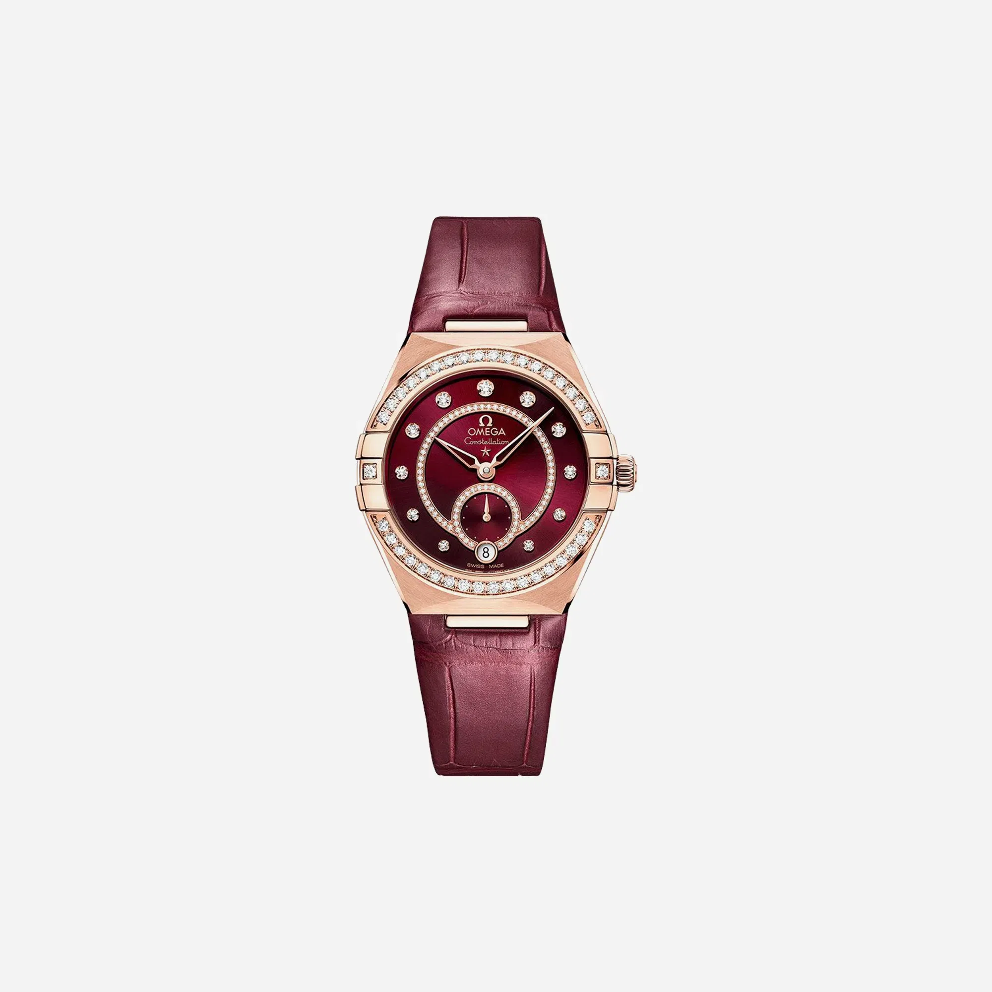 Omega Constellation Diamond Red Leather WMNS