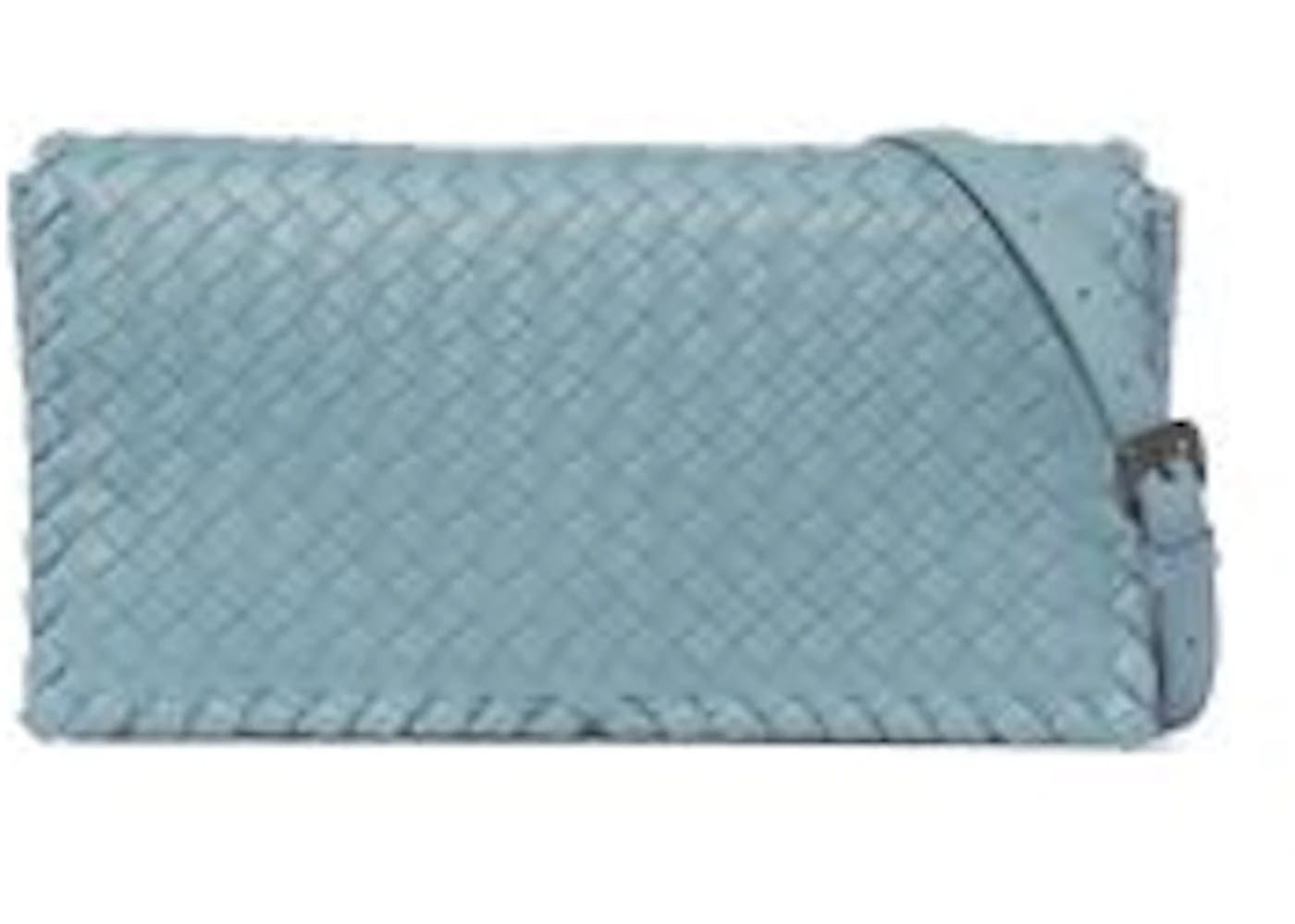 Bottega Veneta Clutch Nappa Intrecciato Lambskin Medium Blue