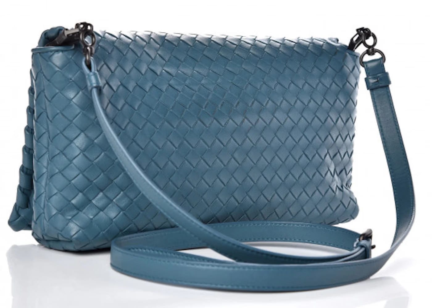 Bottega Veneta Clutch Nappa Intrecciato Lambskin Medium Blue