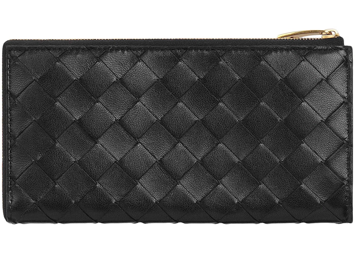 Bottega Veneta Intrecciato L Zip Around Wallet Black