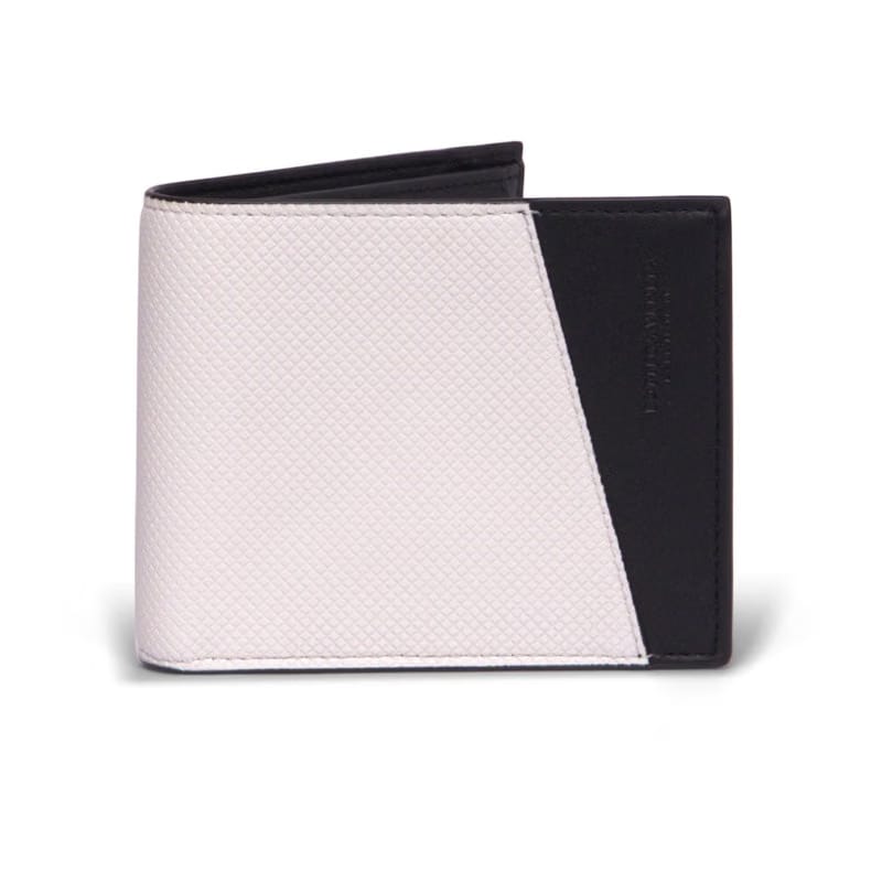 Bottega Veneta Logo Embossed Two Tone Bi-fold Wallet White/Black