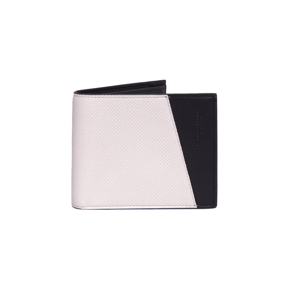 Bottega Veneta Logo Embossed Two Tone Bi-fold Wallet White/Black
