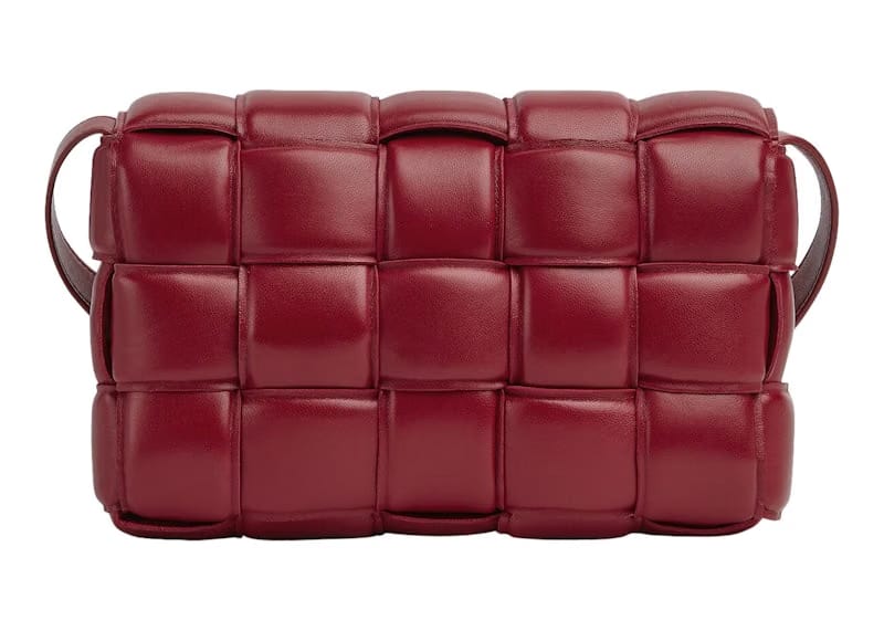 Bottega Veneta Padded Intreccio Cassette Crossbody Bag Dark Red
