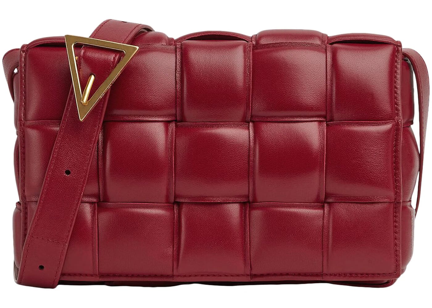 Bottega Veneta Padded Intreccio Cassette Crossbody Bag Dark Red