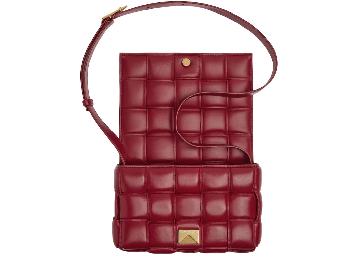 Bottega Veneta Padded Intreccio Cassette Crossbody Bag Dark Red
