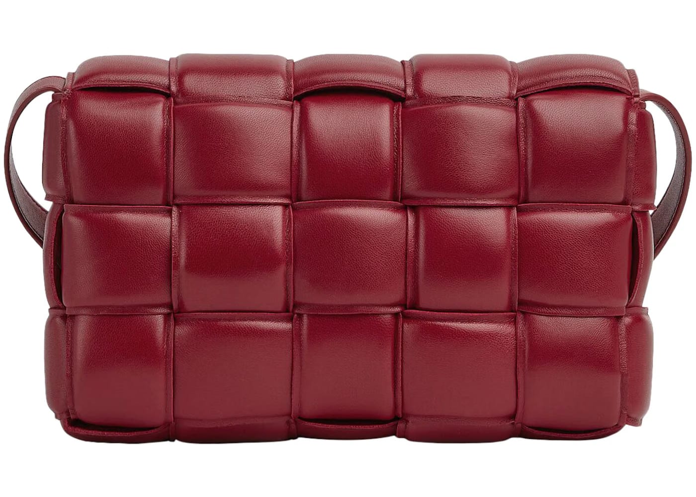 Bottega Veneta Padded Intreccio Cassette Crossbody Bag Dark Red