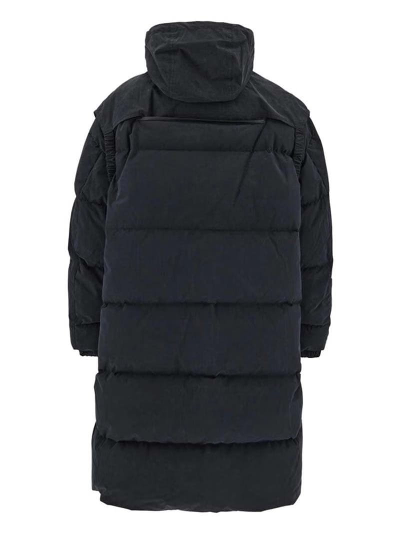 Bottega Veneta Long Fronted Popeline Puffer Jacket Black