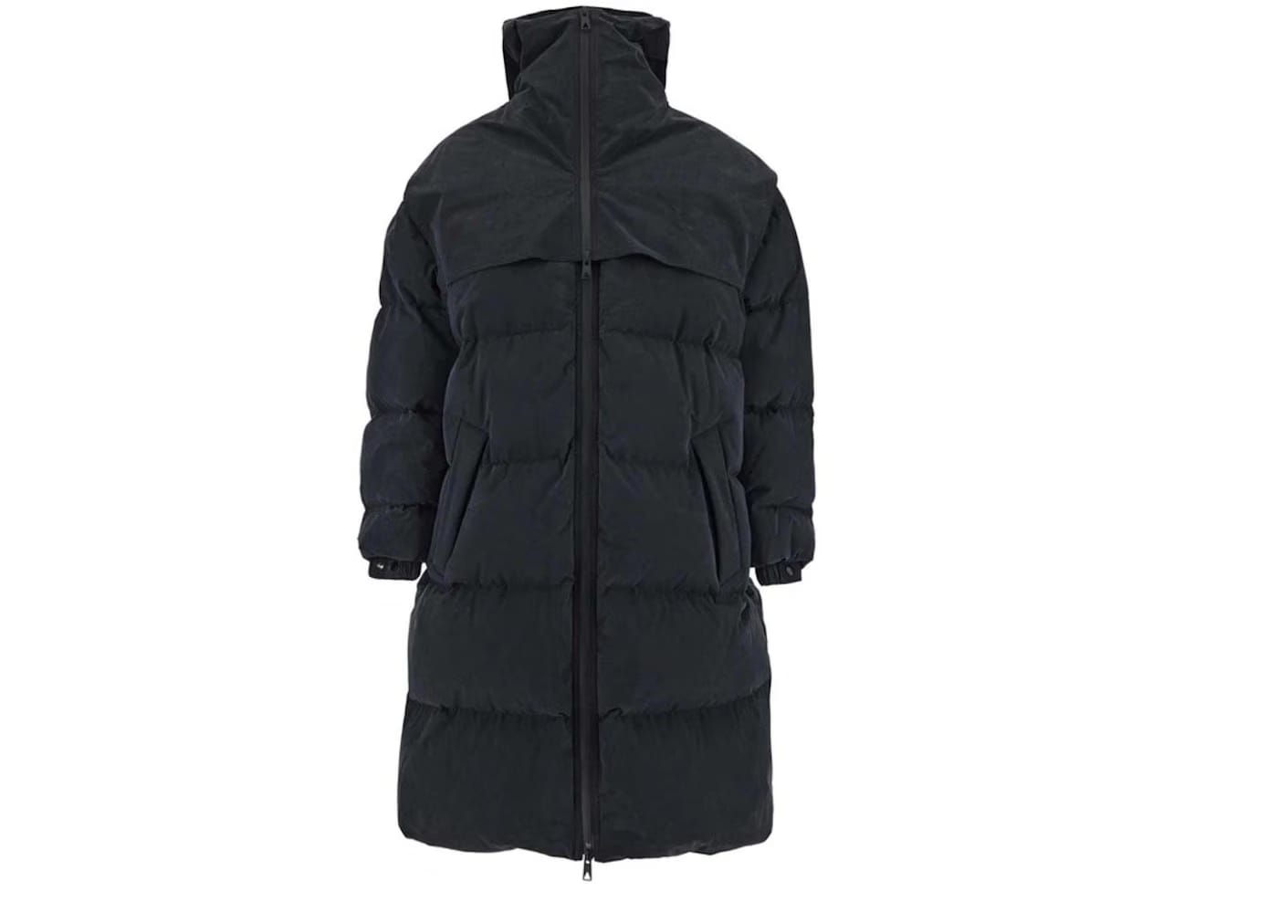 Bottega Veneta Long Fronted Popeline Puffer Jacket Black