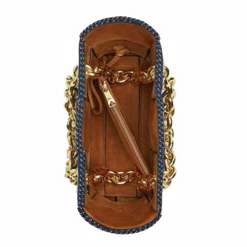 Bottega Veneta Chain Holder Denim Bag Blue