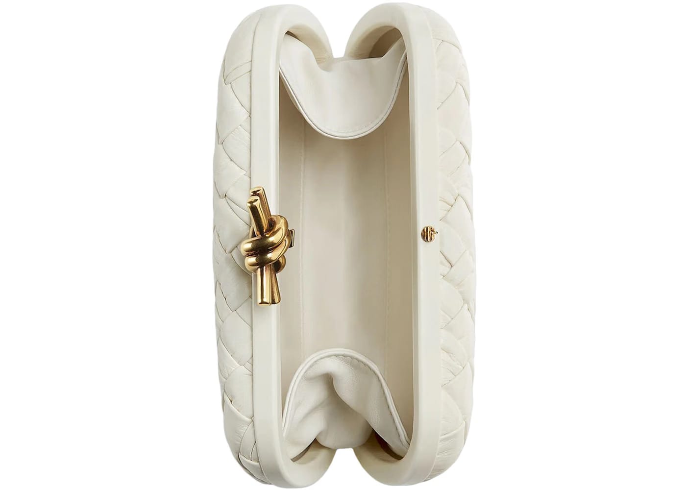Bottega Veneta Knot Foulard Intrecciato Minaudiere Bone