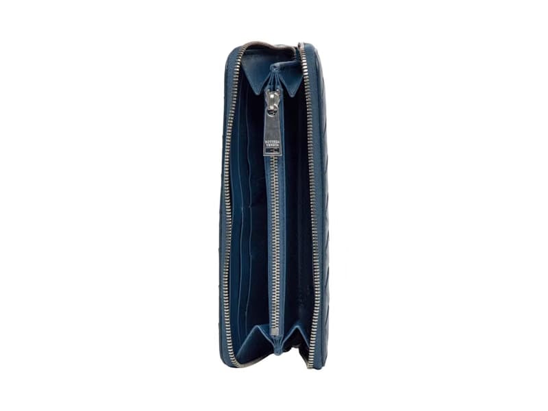 Bottega Veneta Long Zipper Leather Wallet Blue