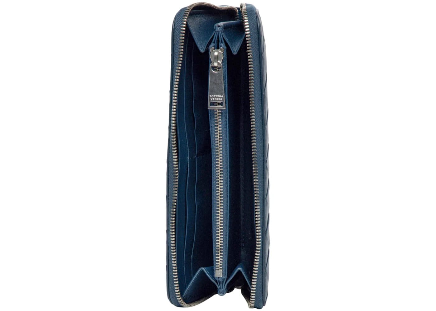 Bottega Veneta Long Zipper Leather Wallet Blue