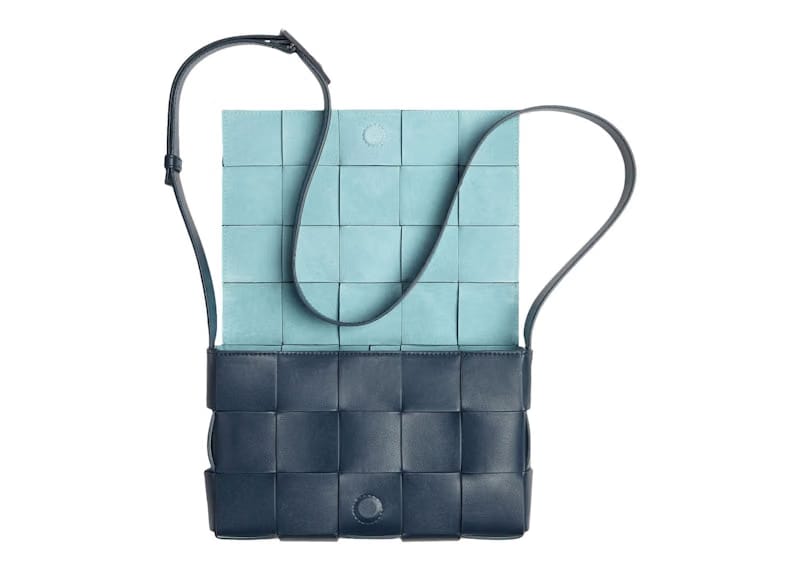 Bottega Veneta Cassette Intreccio Crossbody Bag Deep Blue/Pale Blue