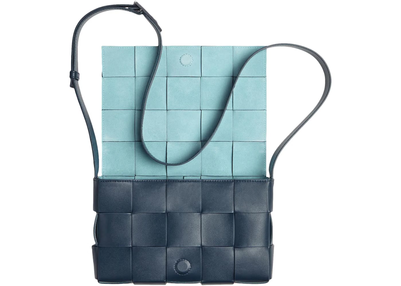Bottega Veneta Cassette Intreccio Crossbody Bag Deep Blue/Pale Blue