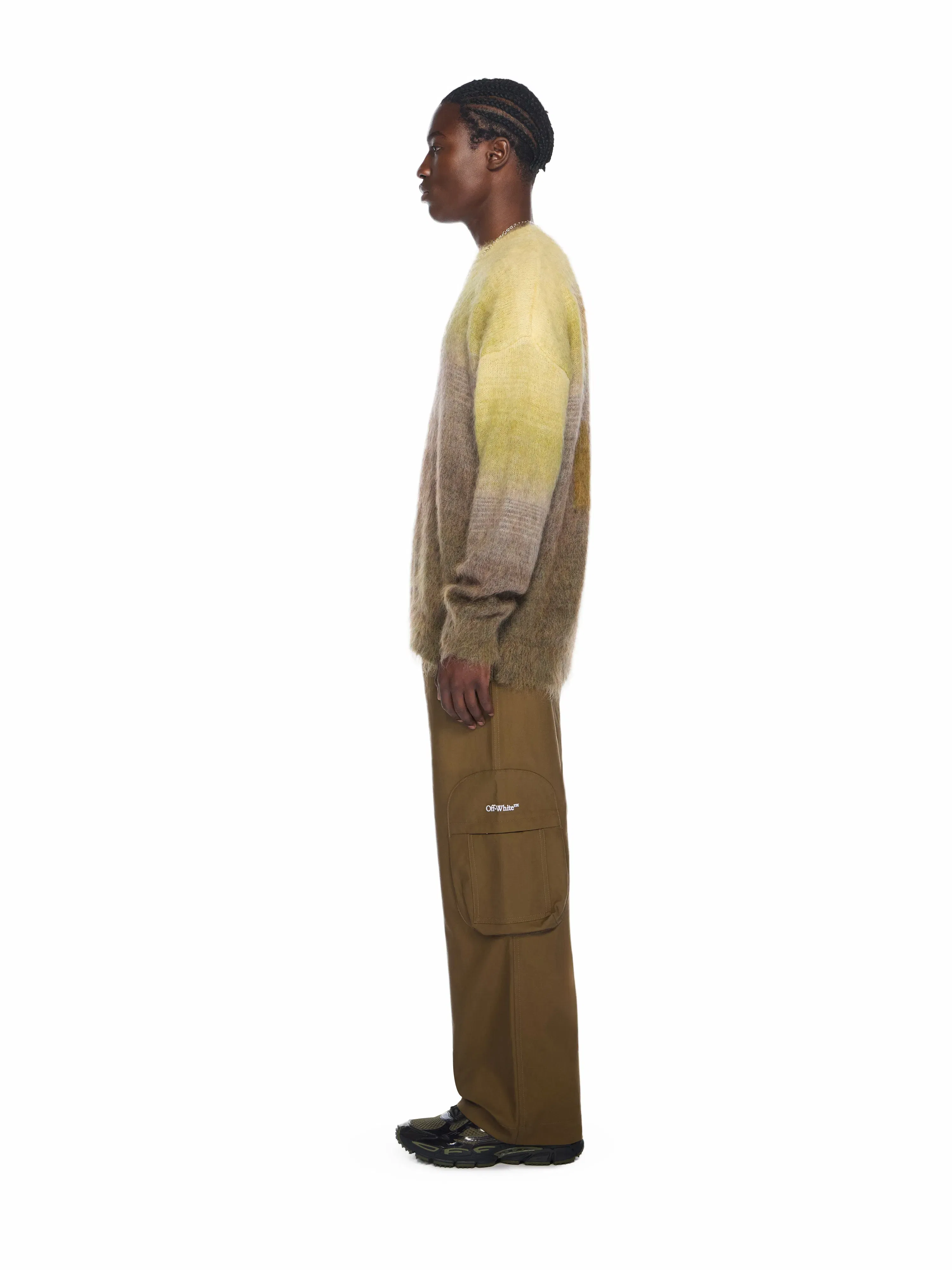 Off White Mohair Arrow Gradient Crewneck