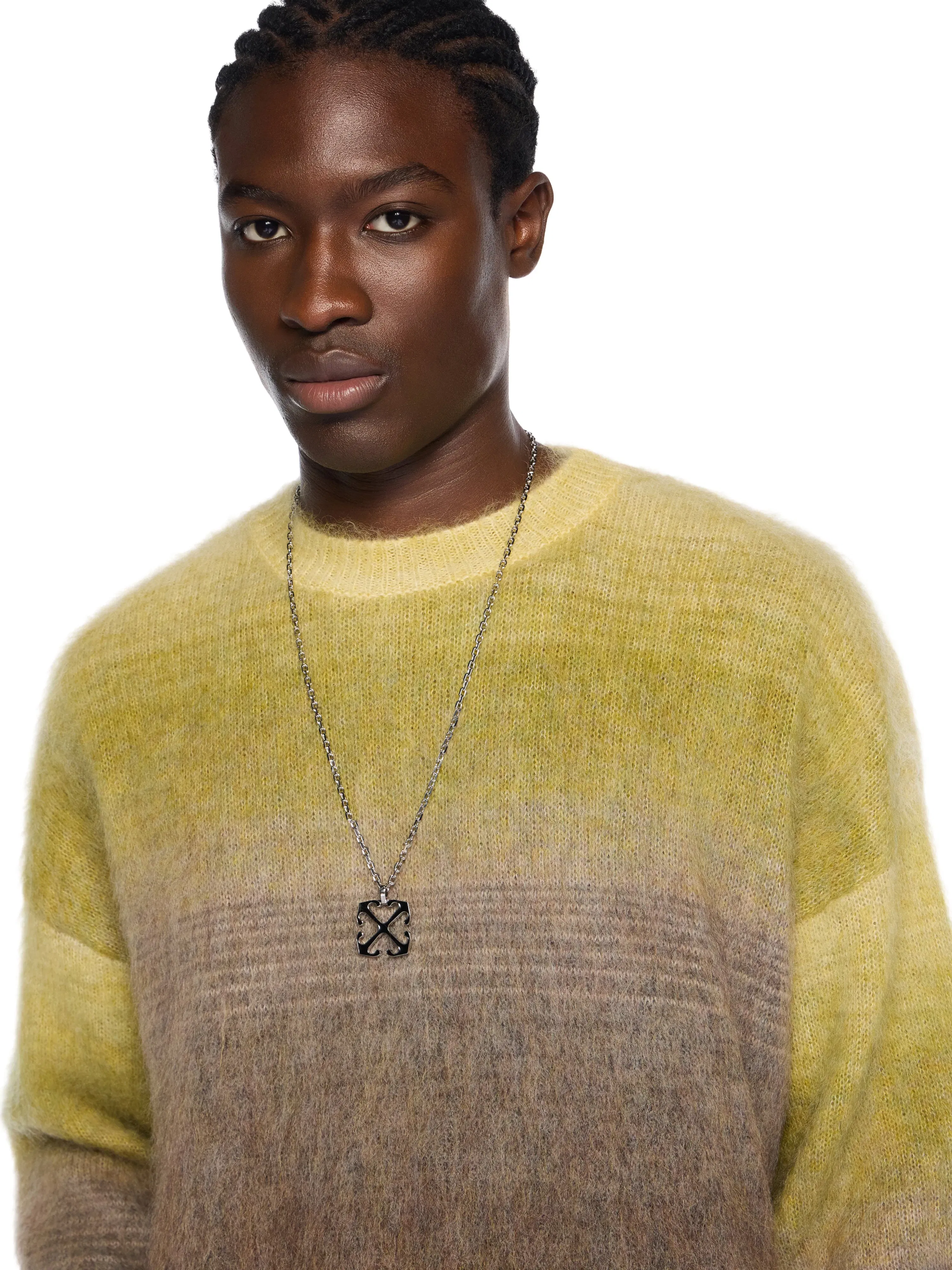 Off White Mohair Arrow Gradient Crewneck
