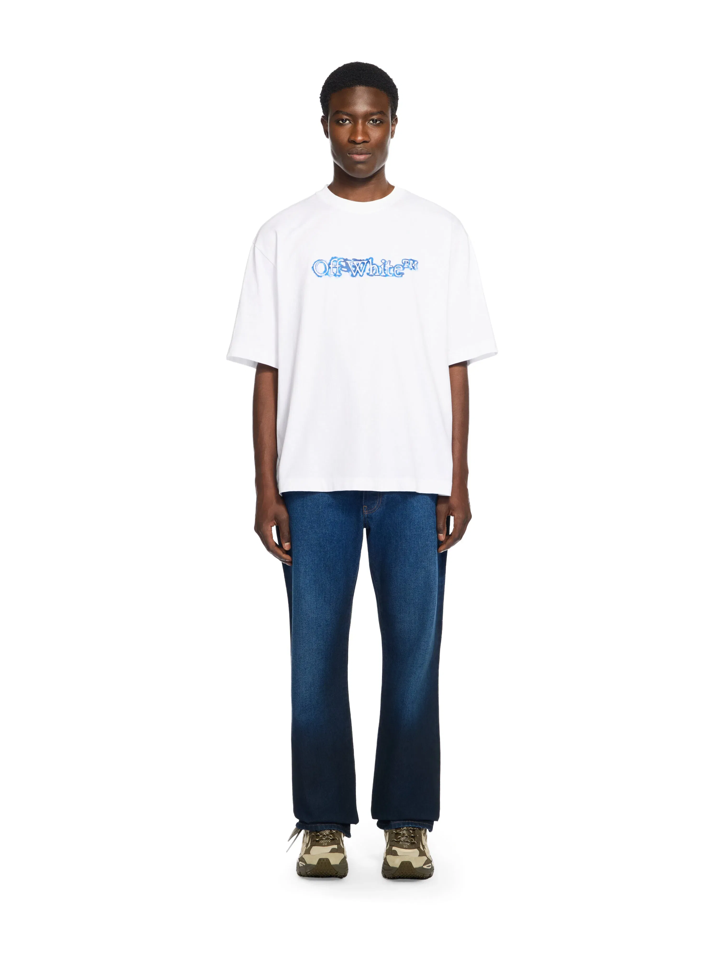 Off White Spray Diagonal Relax Jeans