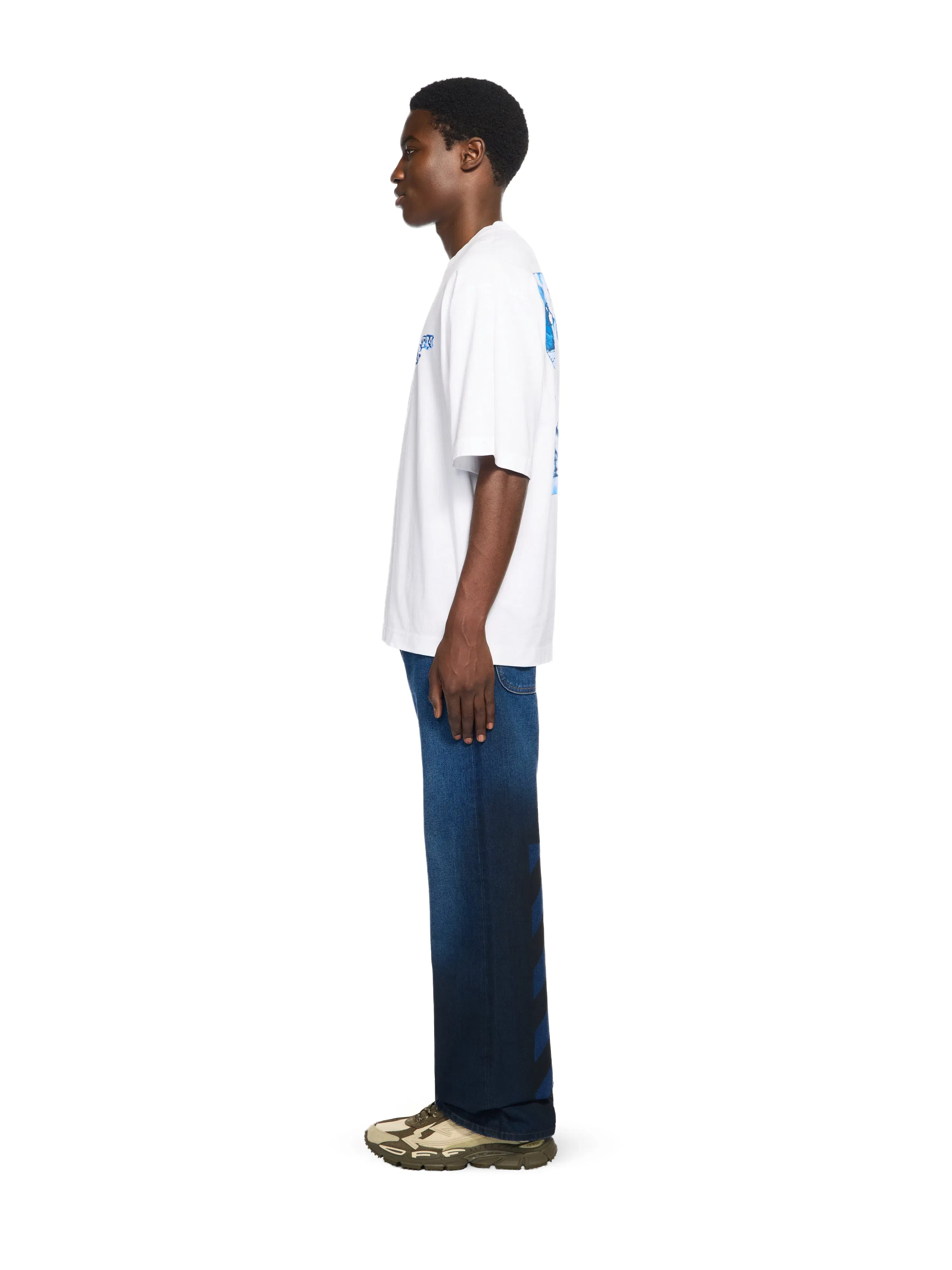 Off White Spray Diagonal Relax Jeans