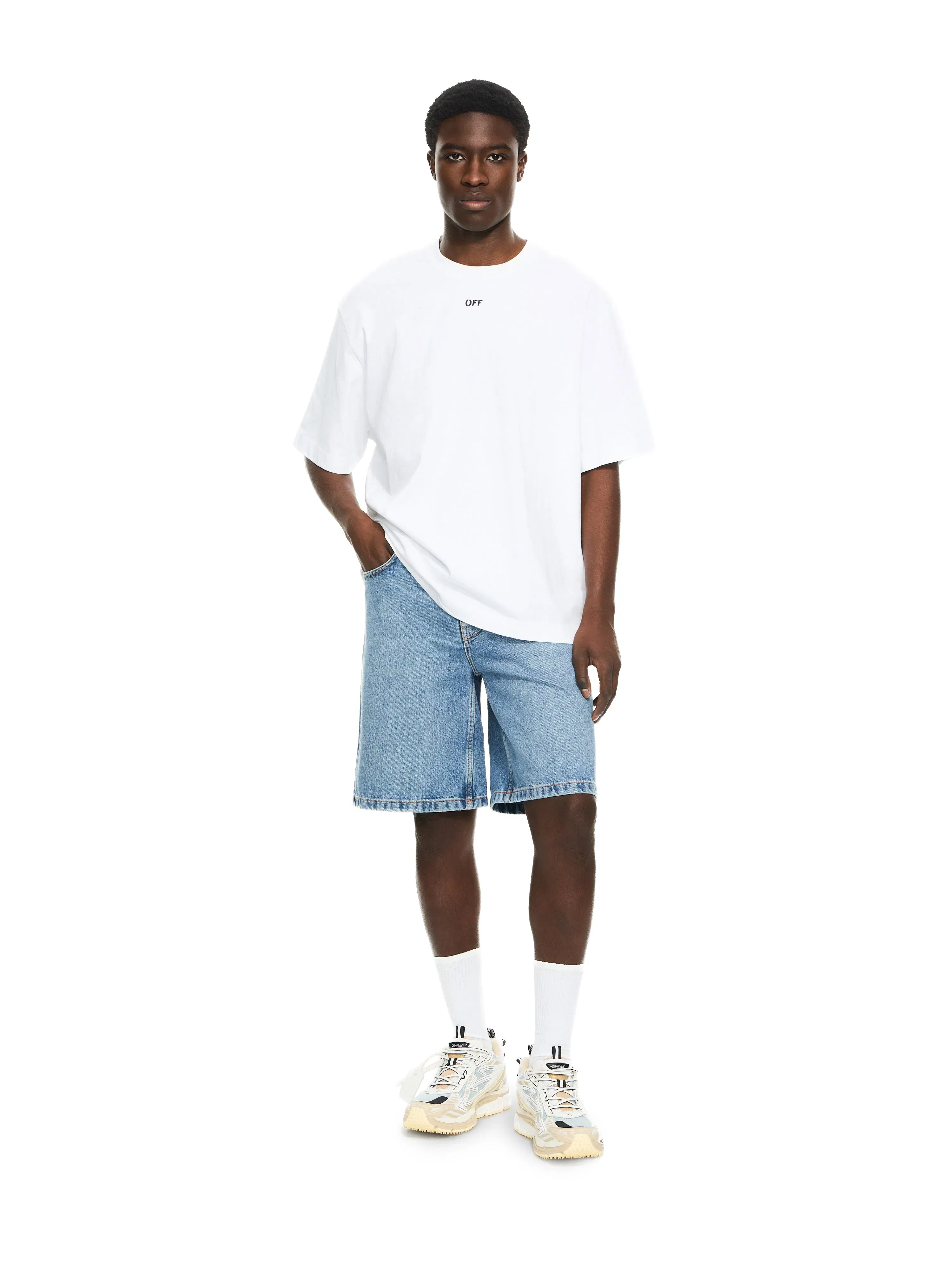 Off White Half Arrow Denim Shorts