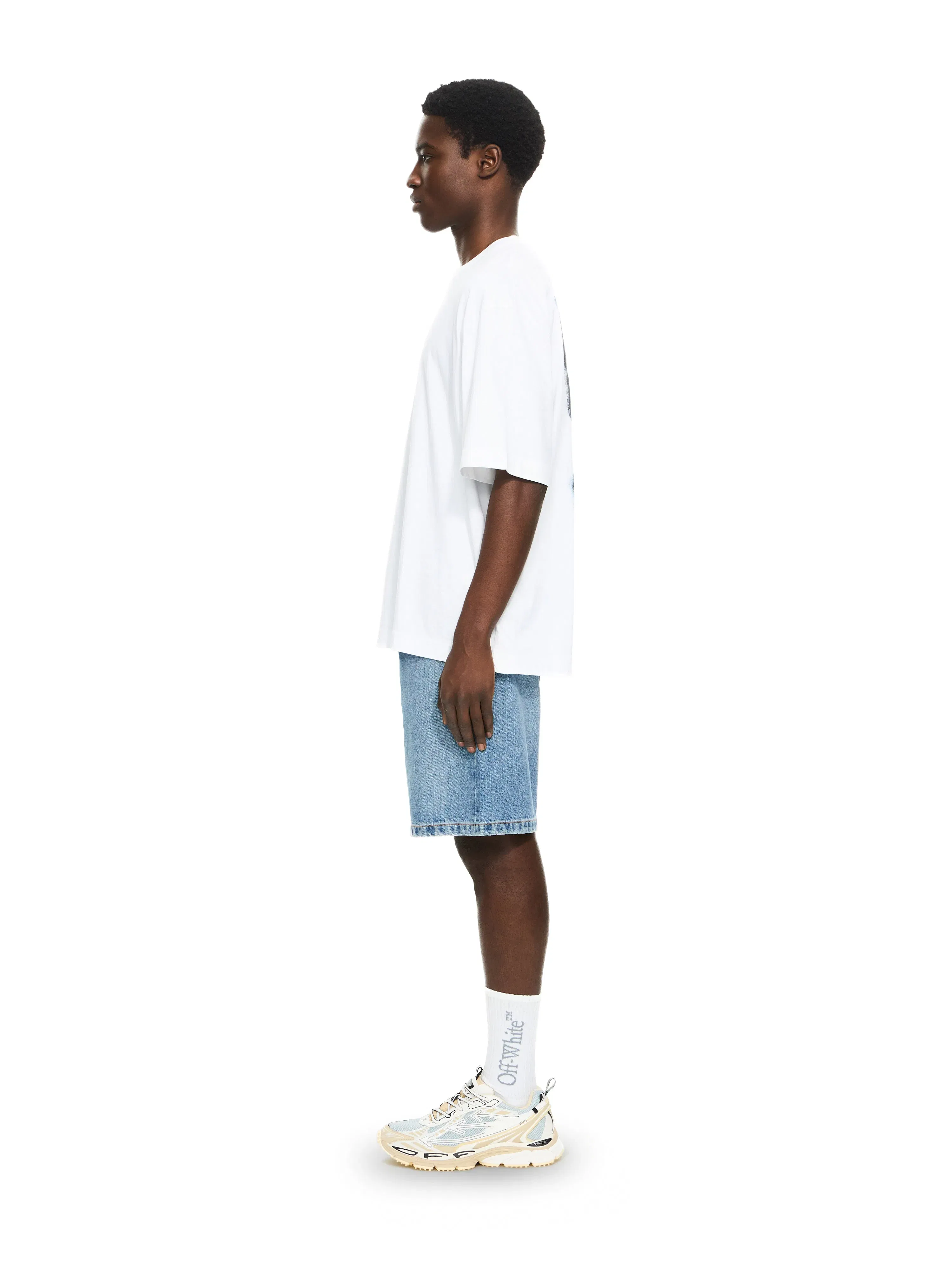 Off White Half Arrow Denim Shorts