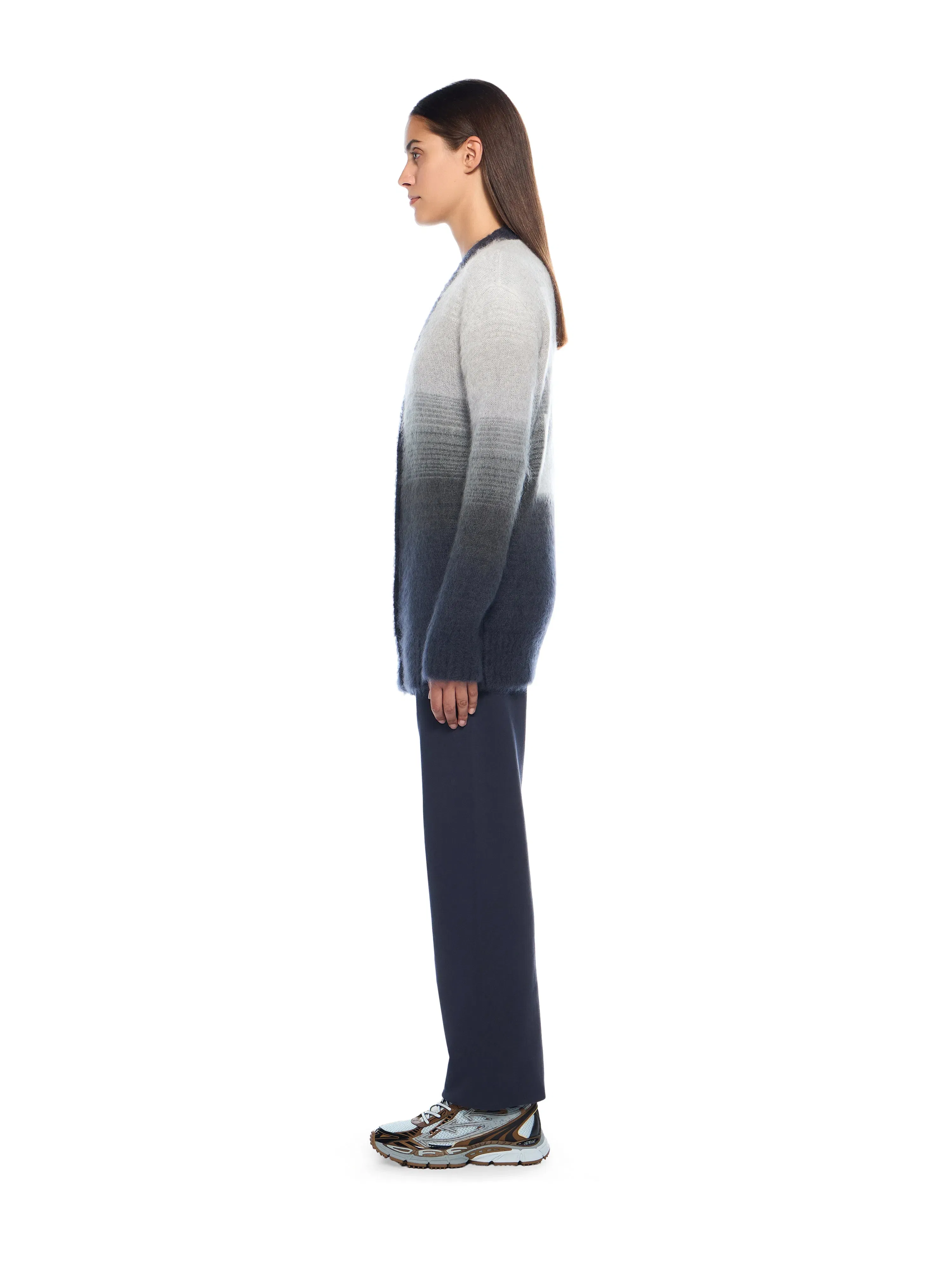 Off White Mohair Arrow Degrade Cardigan