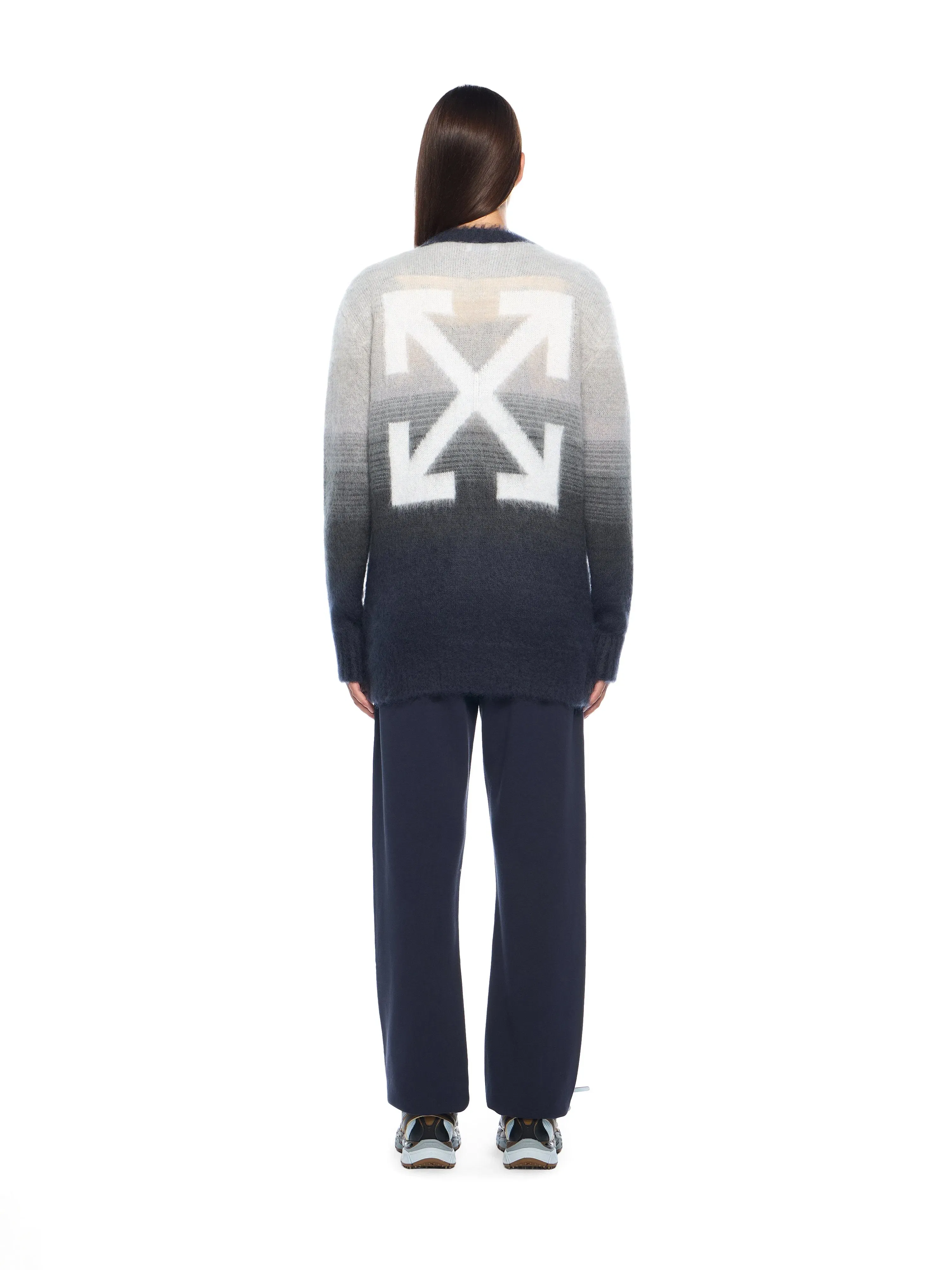 Off White Mohair Arrow Degrade Cardigan