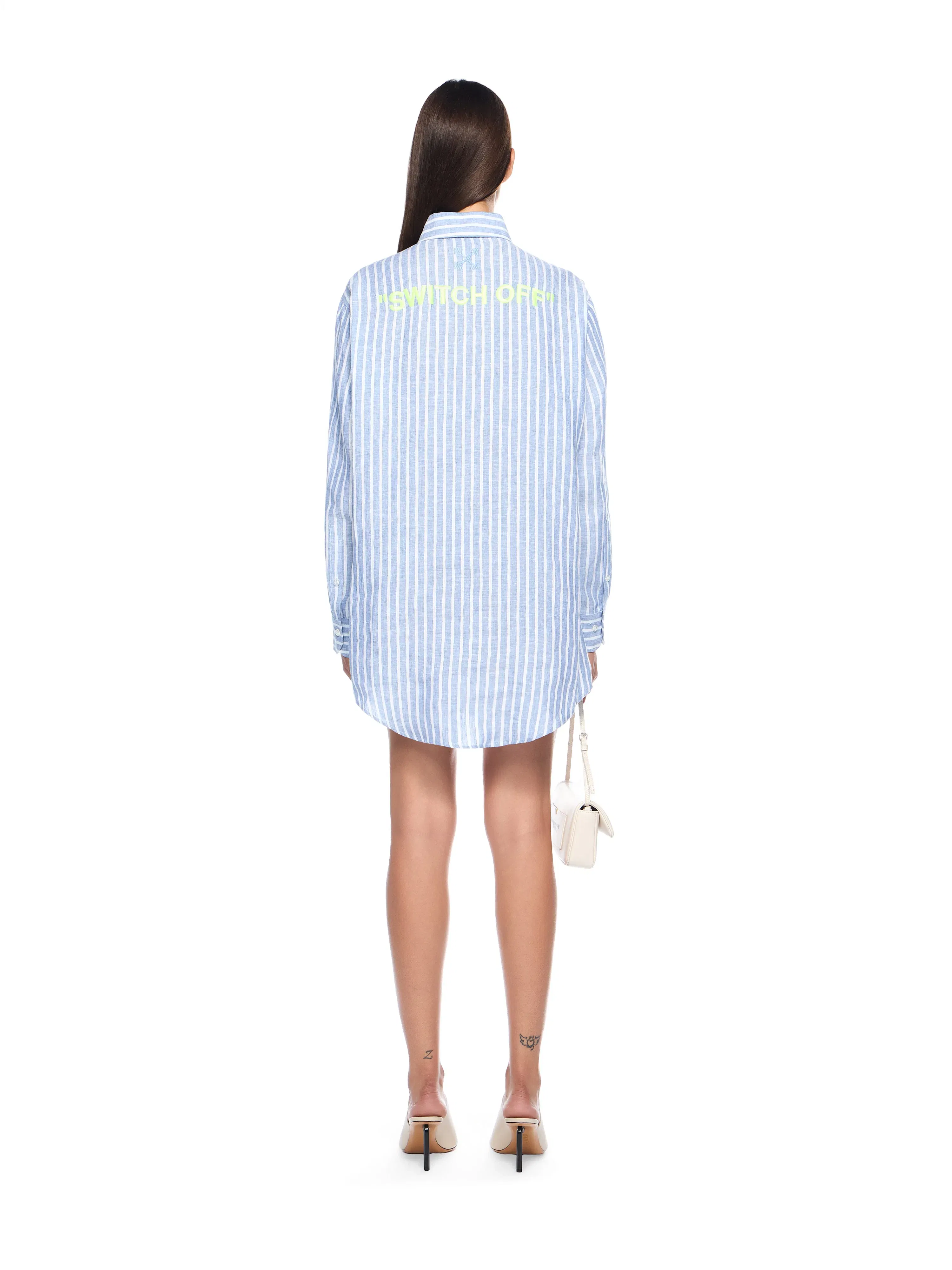 Off White Striped Over Shirt Dress