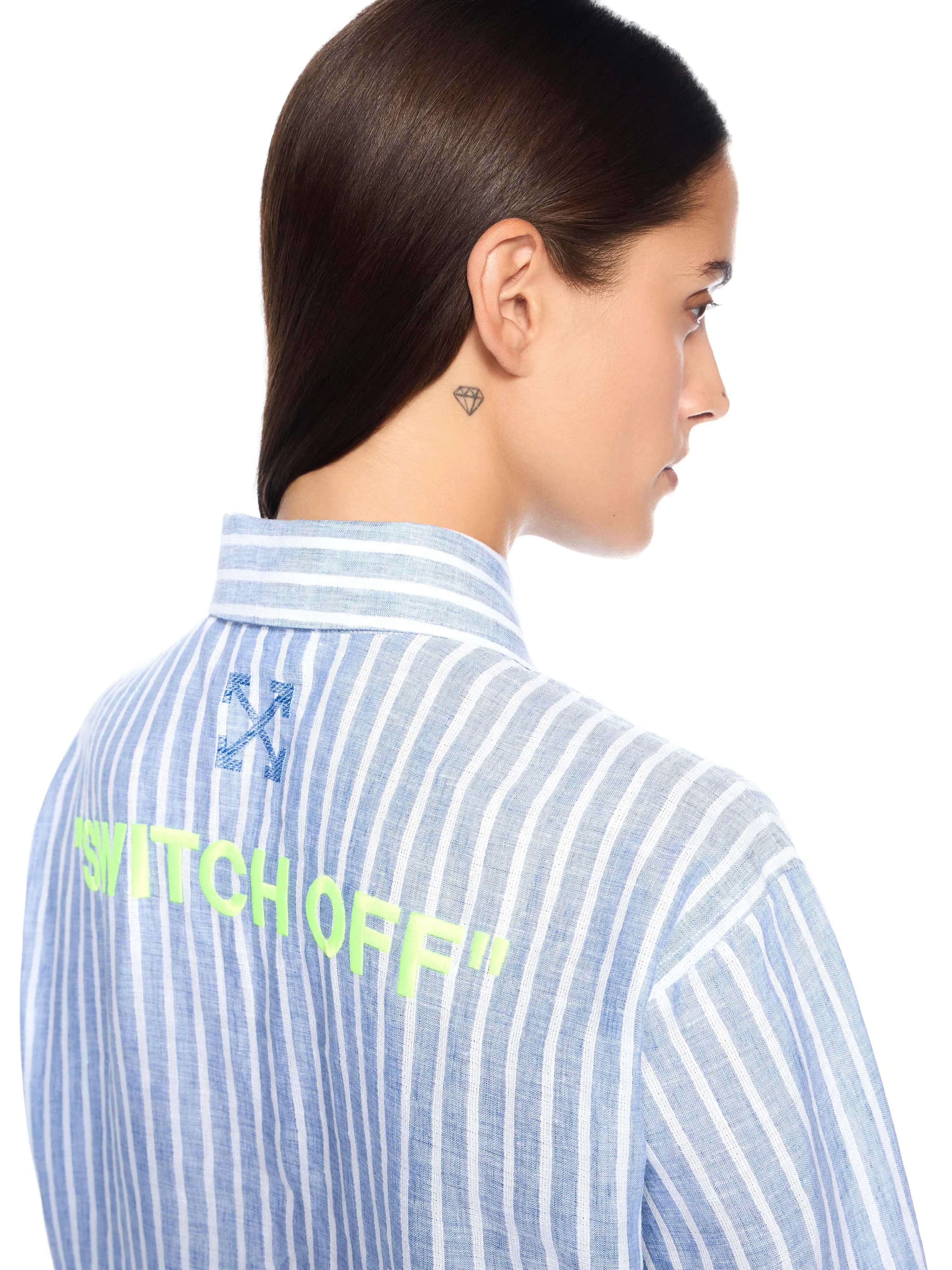 Off White Striped Over Shirt Dress
