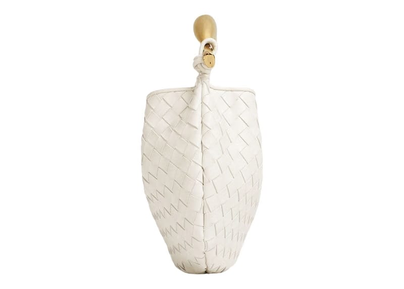 Bottega Veneta Sardine Intrecciato Top Handle Small Chalk