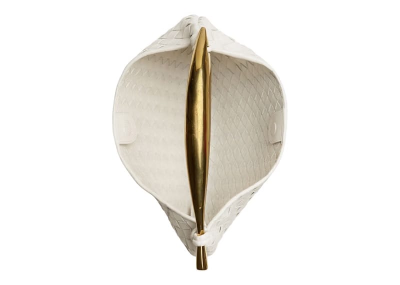 Bottega Veneta Sardine Intrecciato Top Handle Small Chalk
