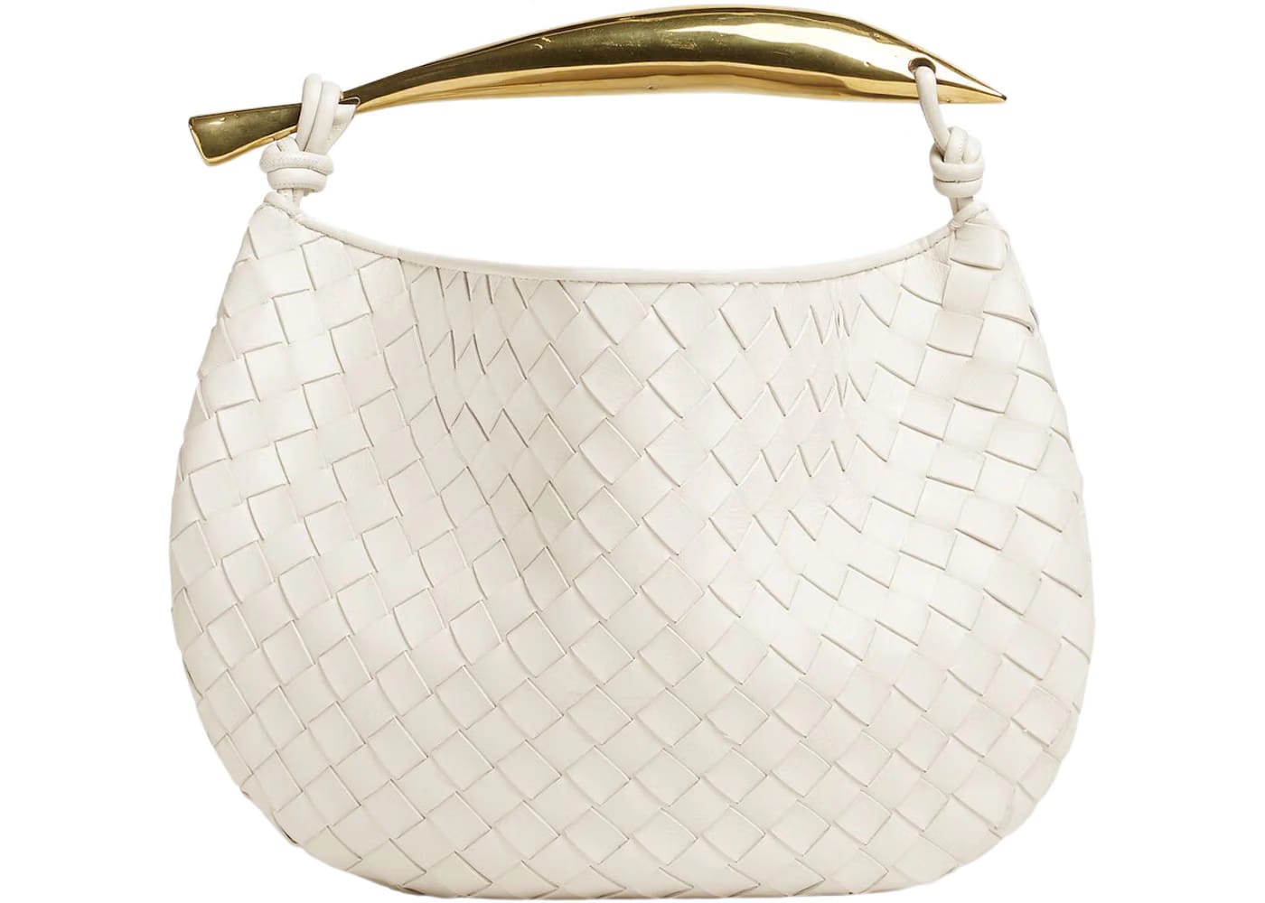 Bottega Veneta Sardine Intrecciato Top Handle Small Chalk