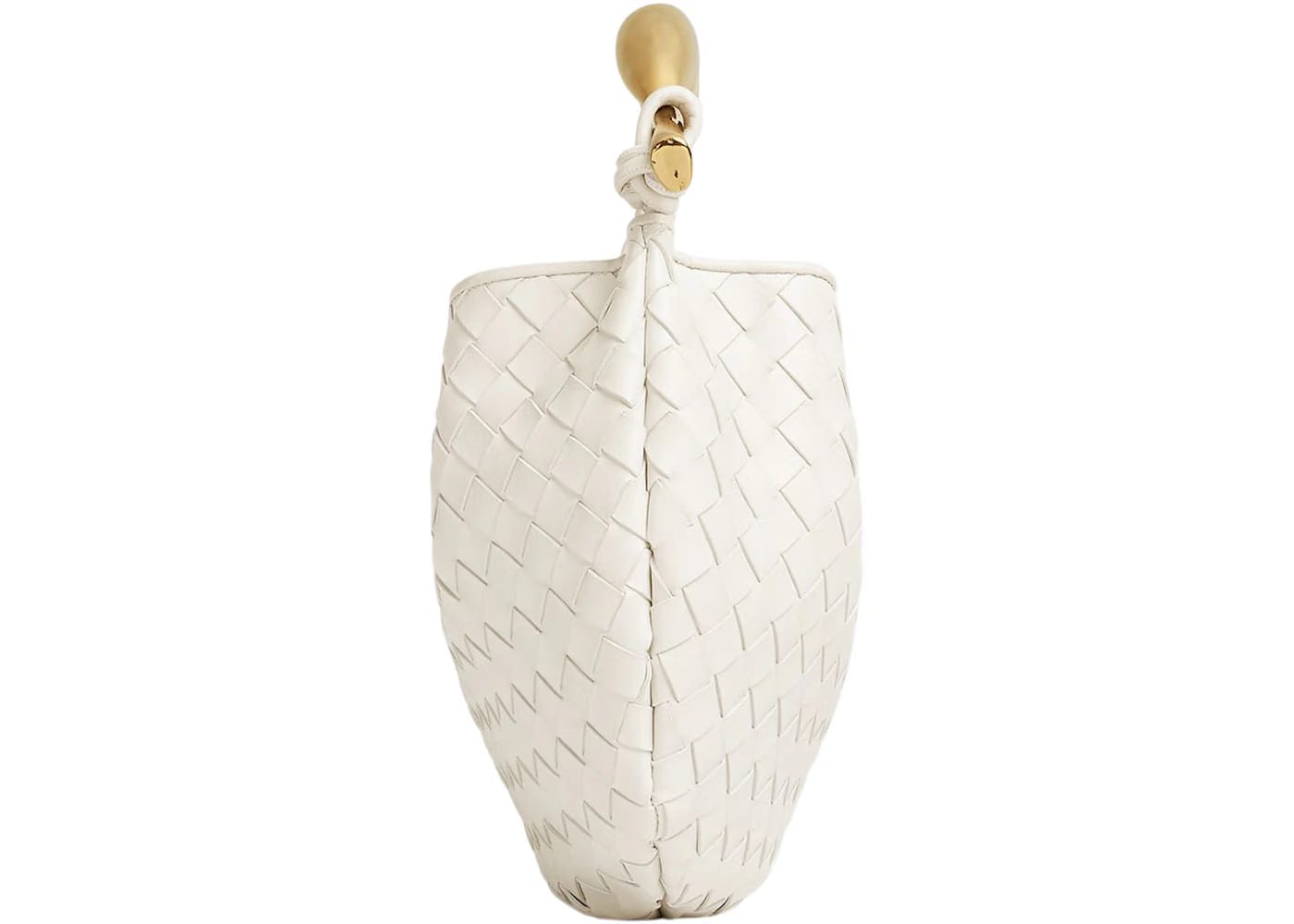 Bottega Veneta Sardine Intrecciato Top Handle Small Chalk