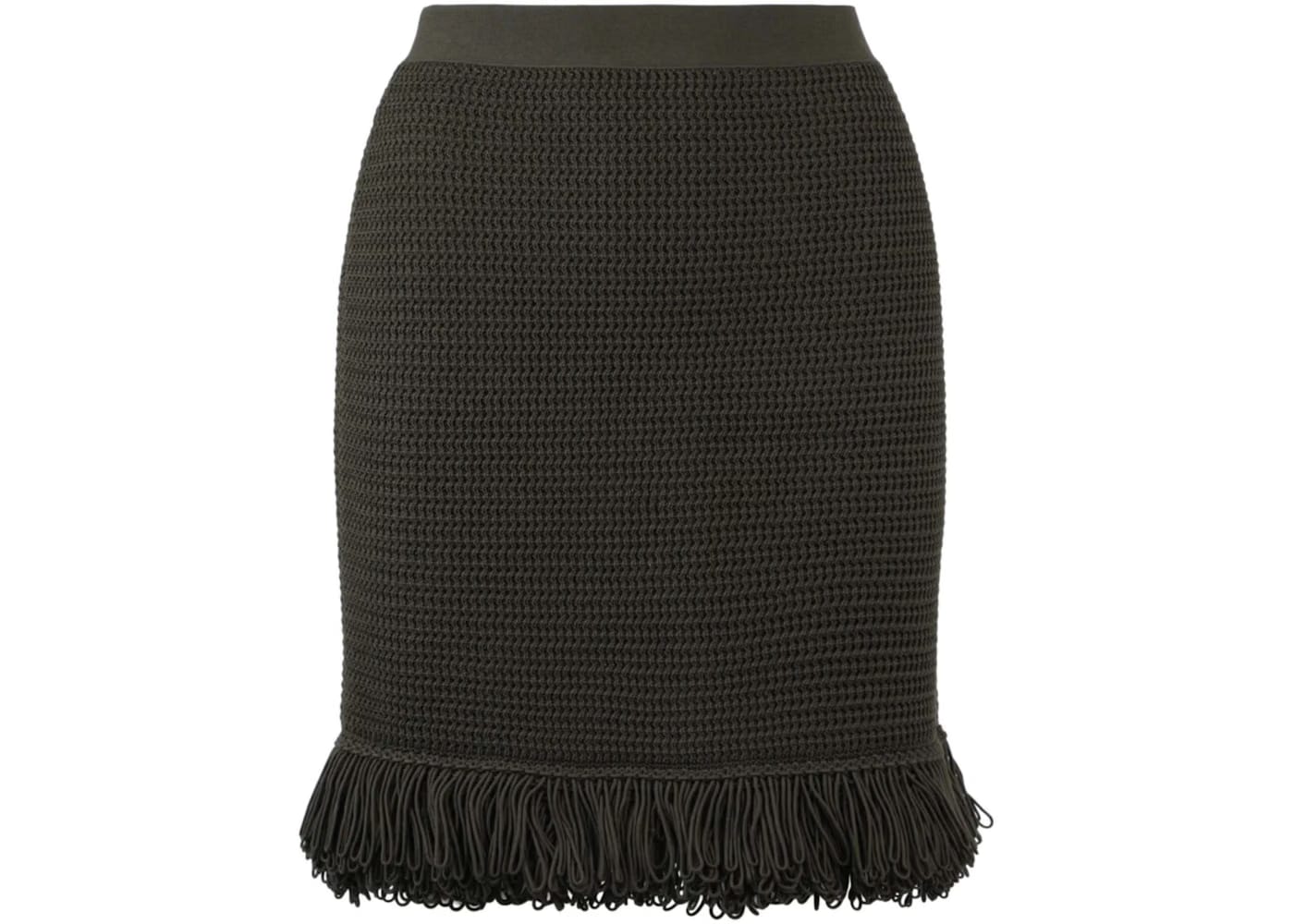 Bottega Veneta Fringe Trim Pencil Skirt Olive