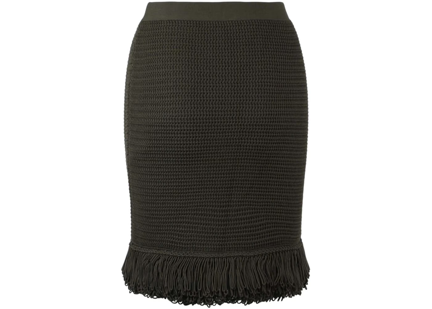 Bottega Veneta Fringe Trim Pencil Skirt Olive