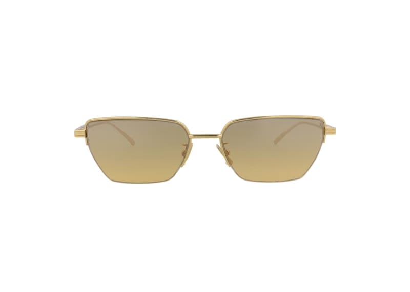 Bottega Veneta Square Rectangle Sunglasses Gold/Brown (BV1107S-30011010-002)