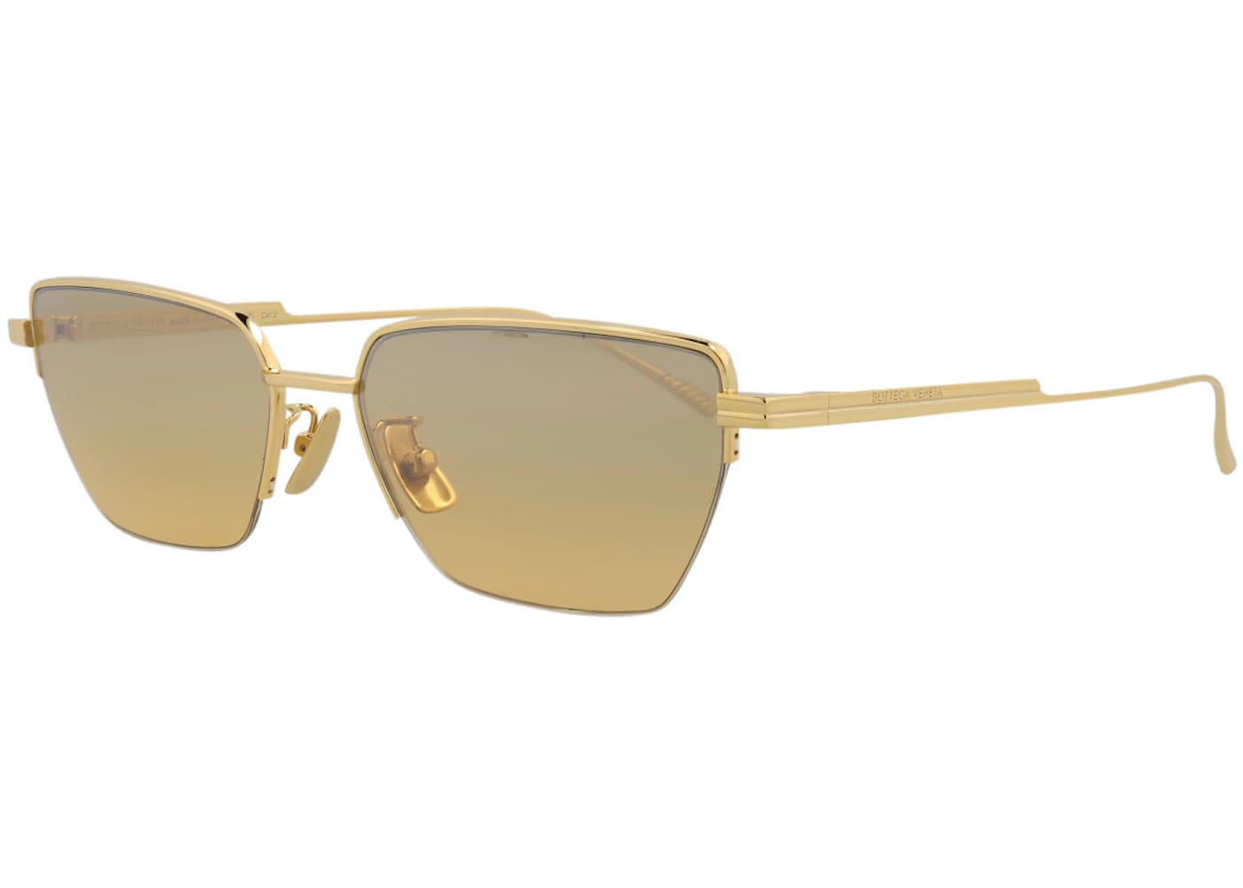 Bottega Veneta Square Rectangle Sunglasses Gold/Brown (BV1107S-30011010-002)