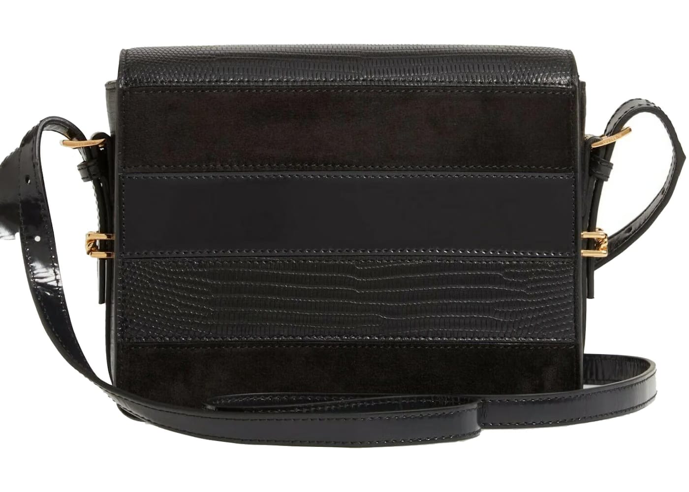 Burberry Grace Stripe Leather Handbag Small Black