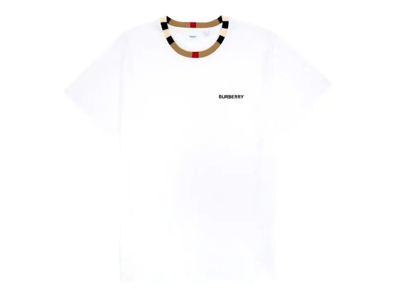 Burberry Icon Stripe Trim Cotton T-Shirt White