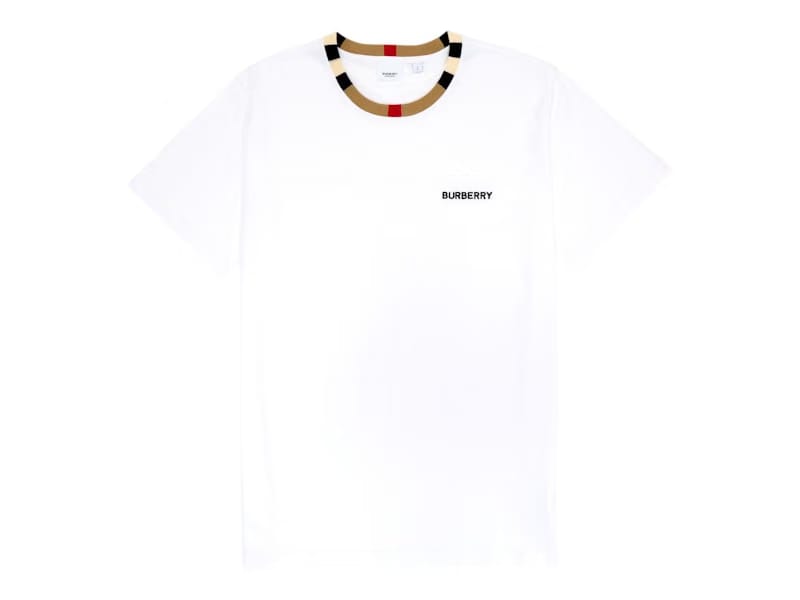 Burberry Icon Stripe Trim Cotton T-Shirt White