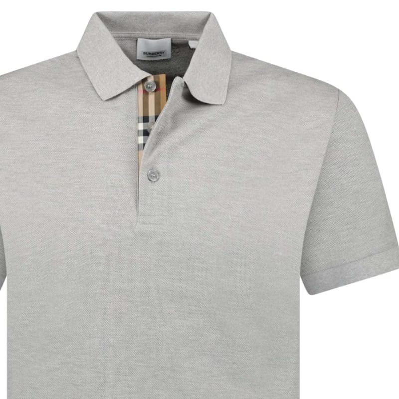 Burberry Hartford Check Placket Polo Grey